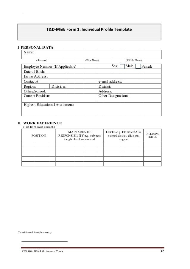 personal data forms template