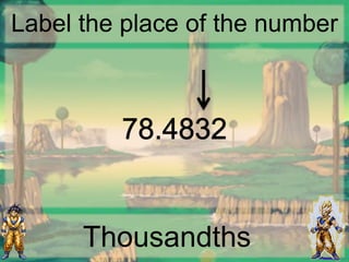 Label the place of the number
Thousandths
 