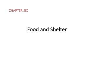 Food and Shelter
CHAPTER SIX
 