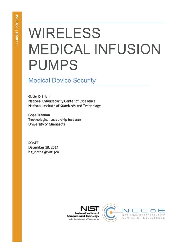 Wireless Medical Infusion Pumps Medical Device Cybersecurity Issues PDF
