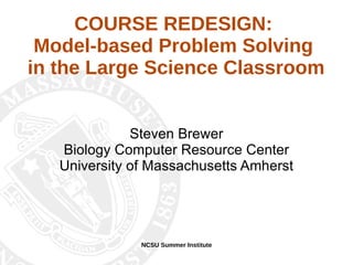 COURSE REDESIGN:  Model-based Problem Solving  in the Large Science Classroom Steven Brewer Biology Computer Resource Center University of Massachusetts Amherst 