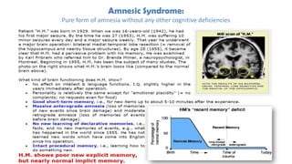 Amnesic Syndrome:
Pure form of amnesia without any other cognitive deficiencies
 