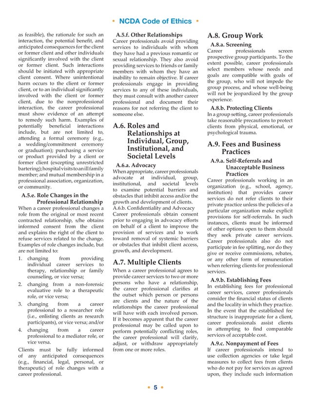 Ncda code of ethics