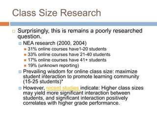 Provides benchmarks for course development, faculty training