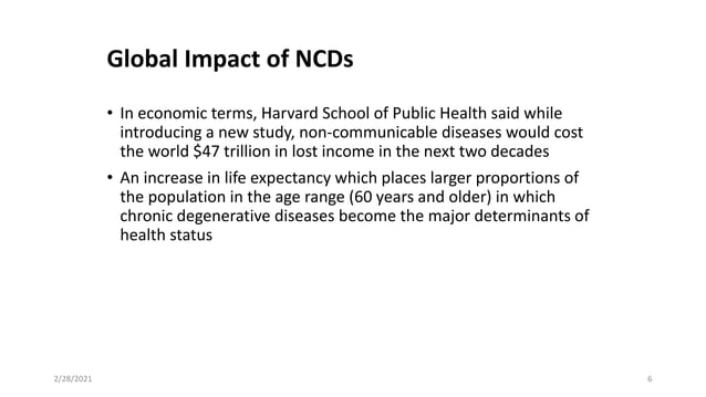 Ncd non communicable diseases presentation | PPTX