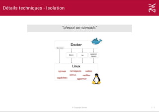 Détails techniques - Isolation
"chroot on steroids"
© Copyright Zenika 1 ­ 7
 