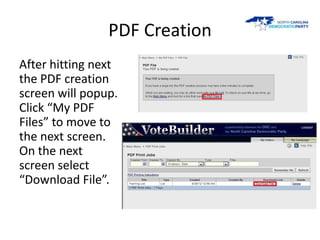 PDF Creation
After hitting next
the PDF creation
screen will popup.
Click “My PDF
Files” to move to
the next screen.
On th...