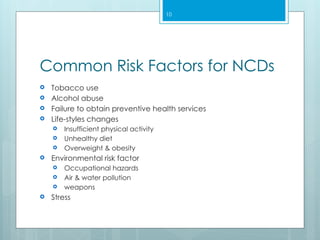 Non communicable diseases . An overview of prevention on ncds | PPTX