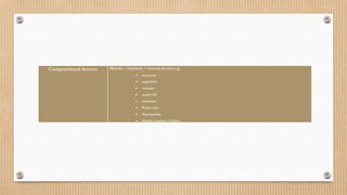 Compositional devices Melodic / rhythmic / textural devices e.g.
 sequence
 repetition
 ostinato
 motif/riff
 imitation
 Pedal note
 Syncopation
 Similar/contrary motion
 