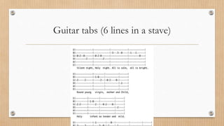 Guitar tabs (6 lines in a stave)
 