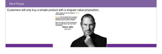 No.4 Focus 
Customers will only buy a simple product with a singular value proposition. 
 