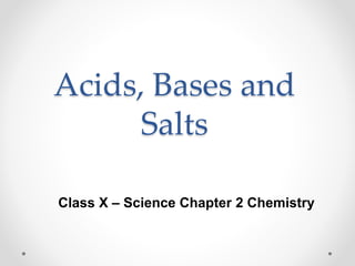 Acids, Bases and
Salts
Class X – Science Chapter 2 Chemistry
 