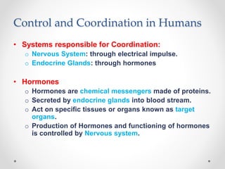 Ncert class 10 - science - chapter 7 - control and coordination | PPTX