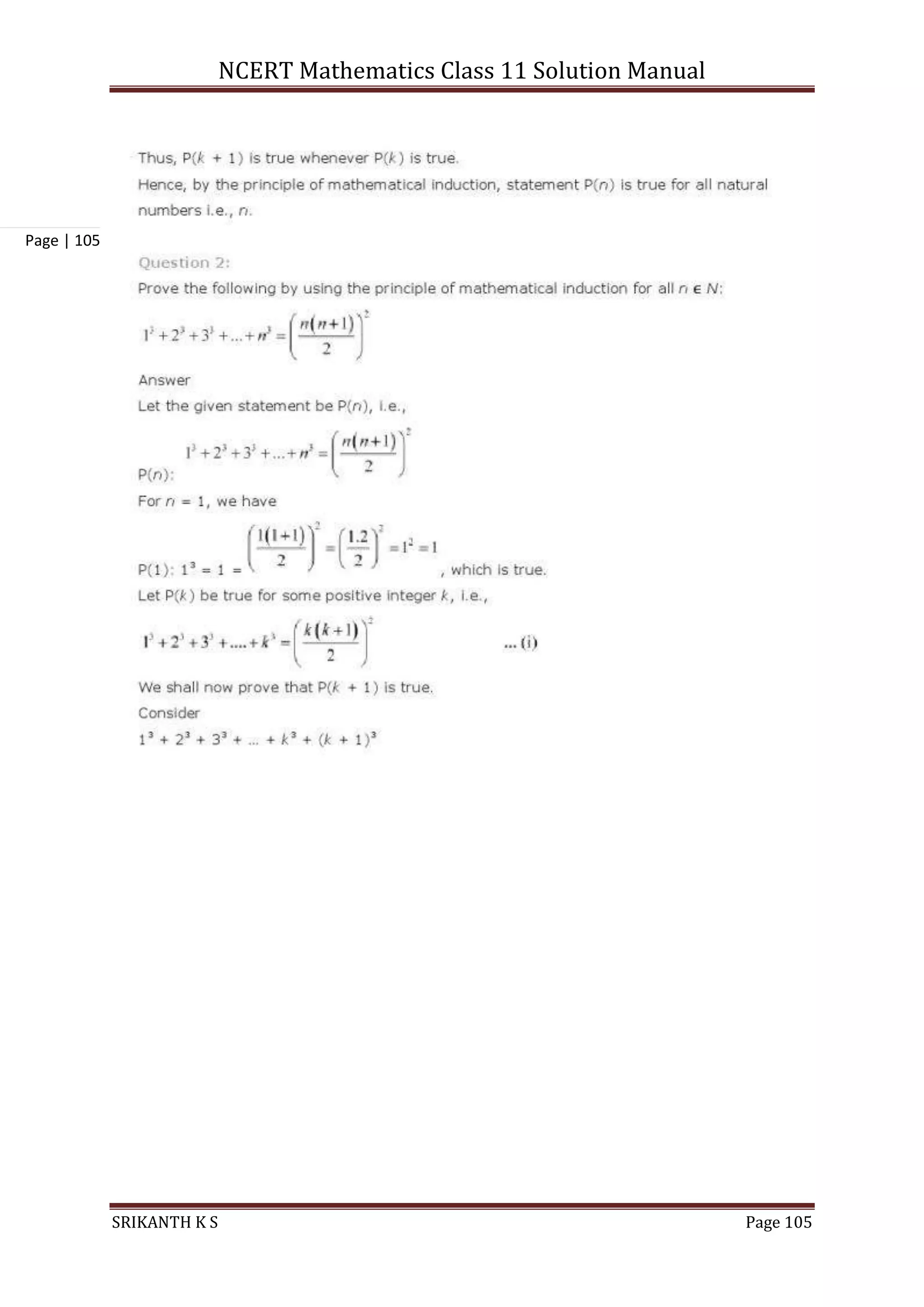 NCERT Mathematics Class 11 Solution Manual
SRIKANTH K S Page 105
Page | 105
 