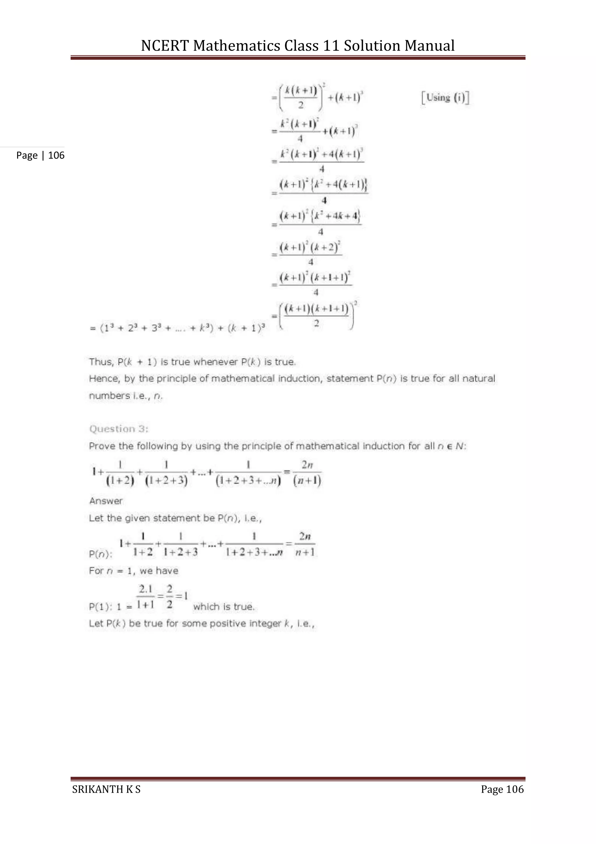 NCERT Mathematics Class 11 Solution Manual
SRIKANTH K S Page 106
Page | 106
 