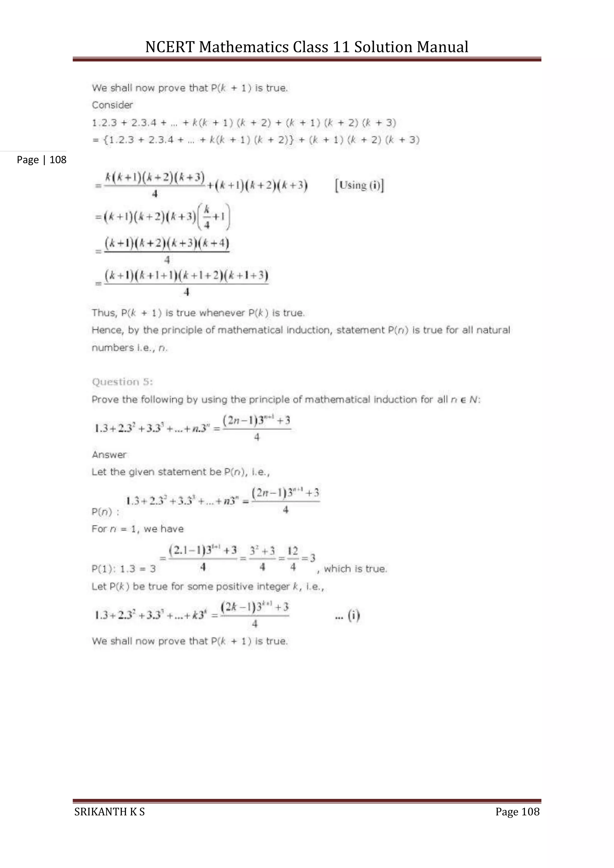 NCERT Mathematics Class 11 Solution Manual
SRIKANTH K S Page 108
Page | 108
 