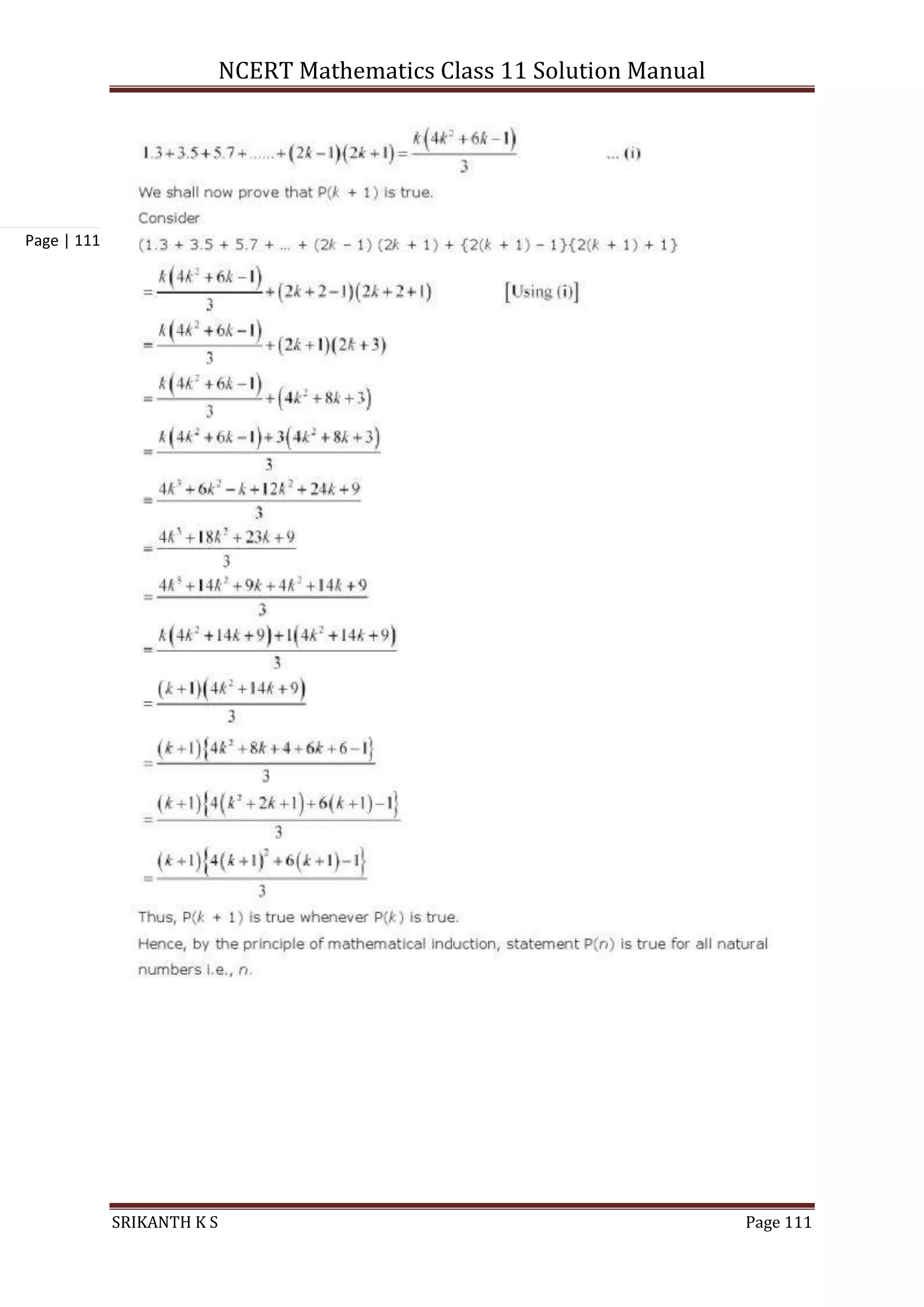 NCERT Mathematics Class 11 Solution Manual
SRIKANTH K S Page 111
Page | 111
 