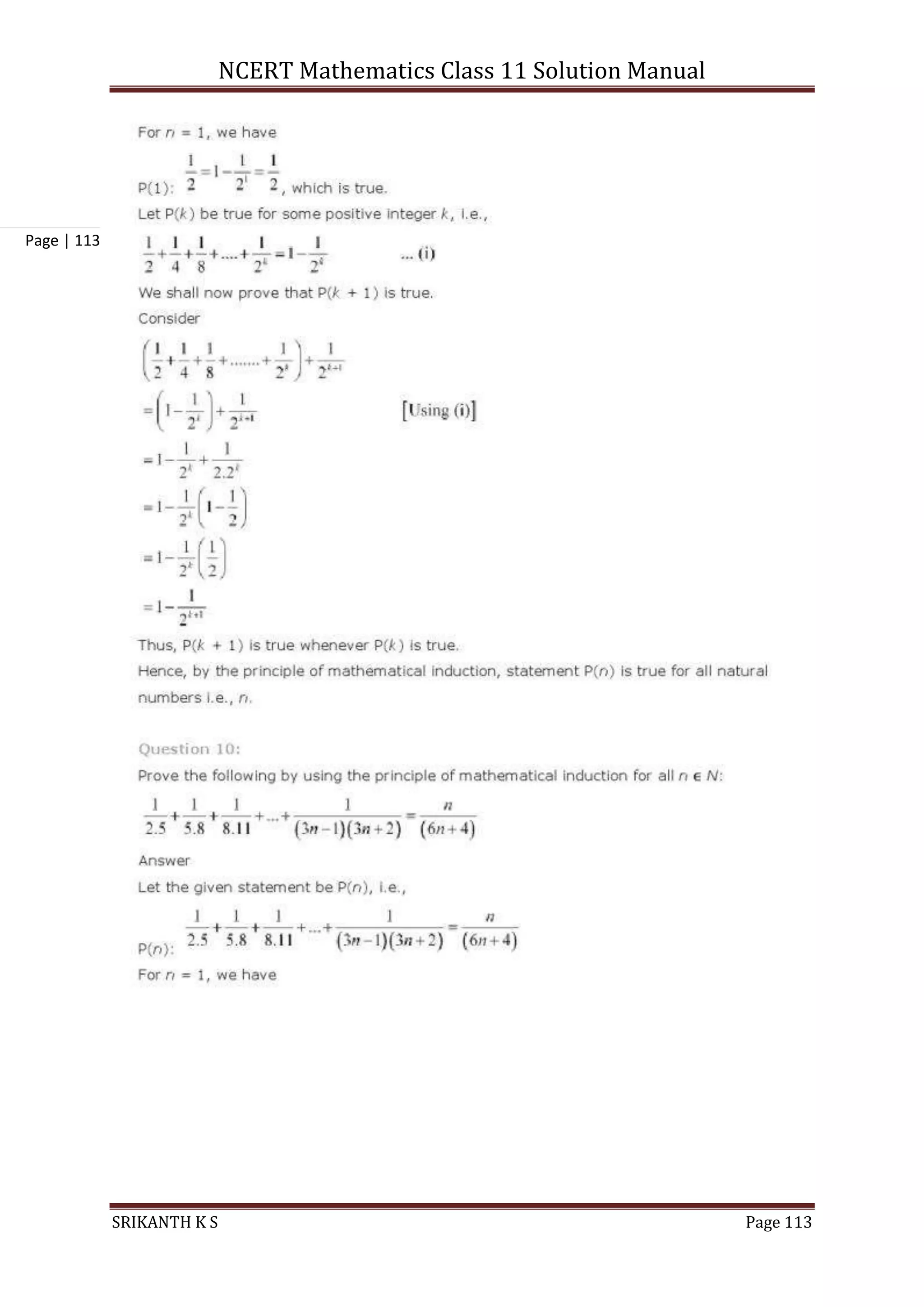 NCERT Mathematics Class 11 Solution Manual
SRIKANTH K S Page 113
Page | 113
 