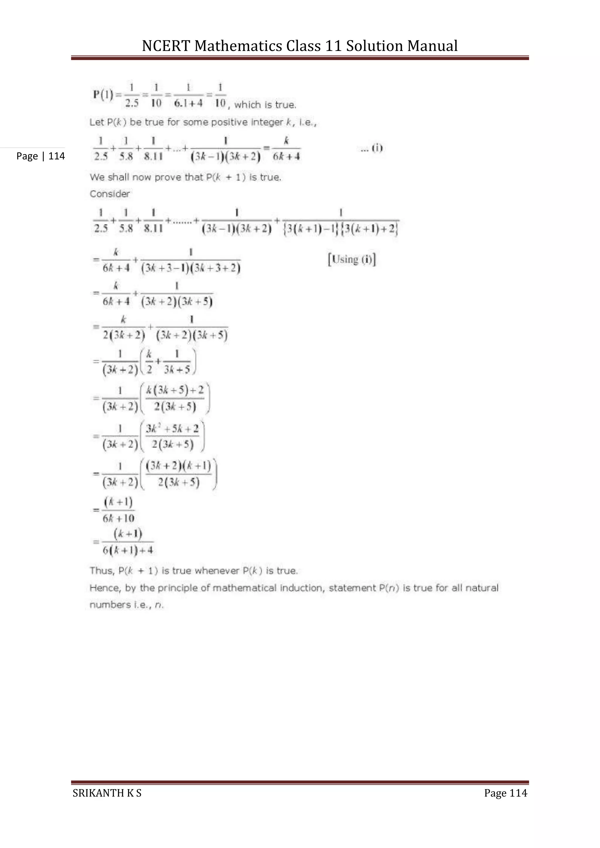 NCERT Mathematics Class 11 Solution Manual
SRIKANTH K S Page 114
Page | 114
 