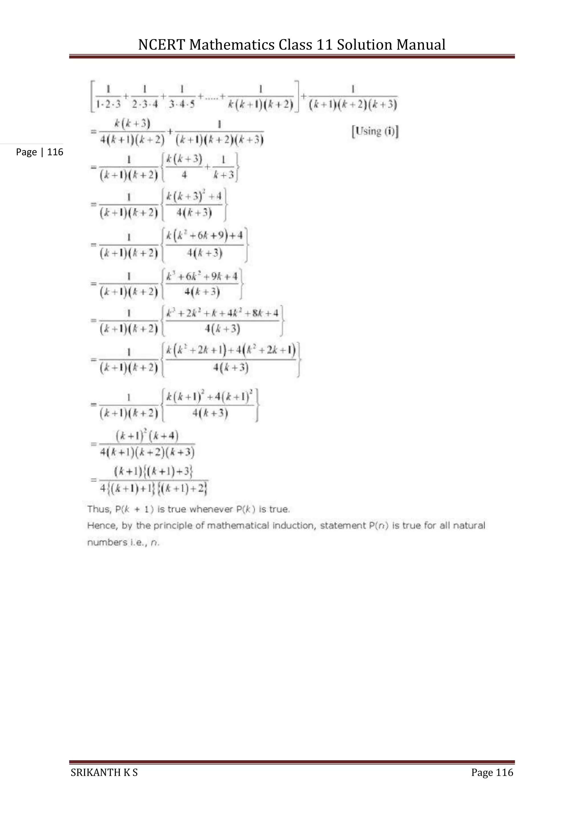 NCERT Mathematics Class 11 Solution Manual
SRIKANTH K S Page 116
Page | 116
 