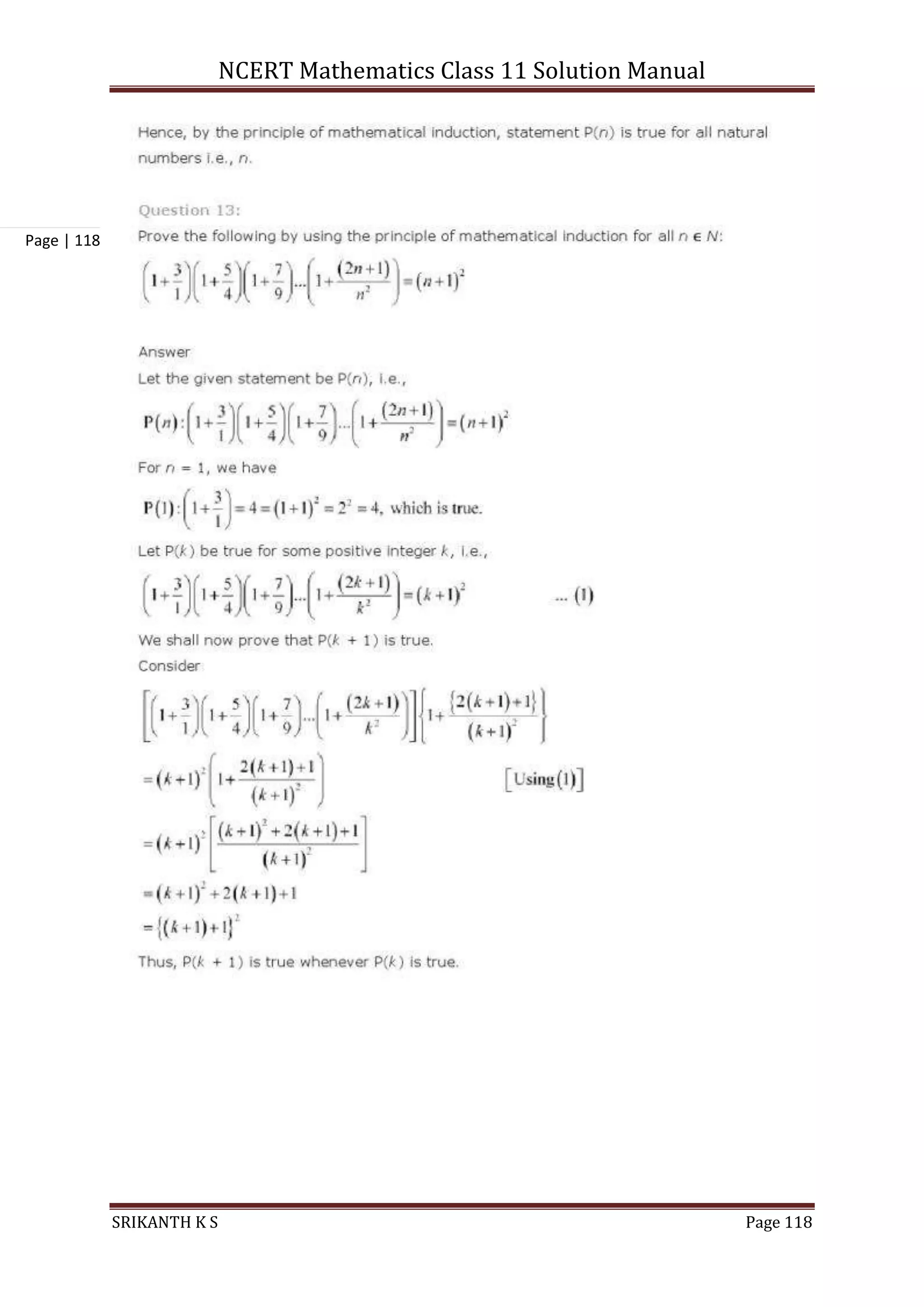 NCERT Mathematics Class 11 Solution Manual
SRIKANTH K S Page 118
Page | 118
 