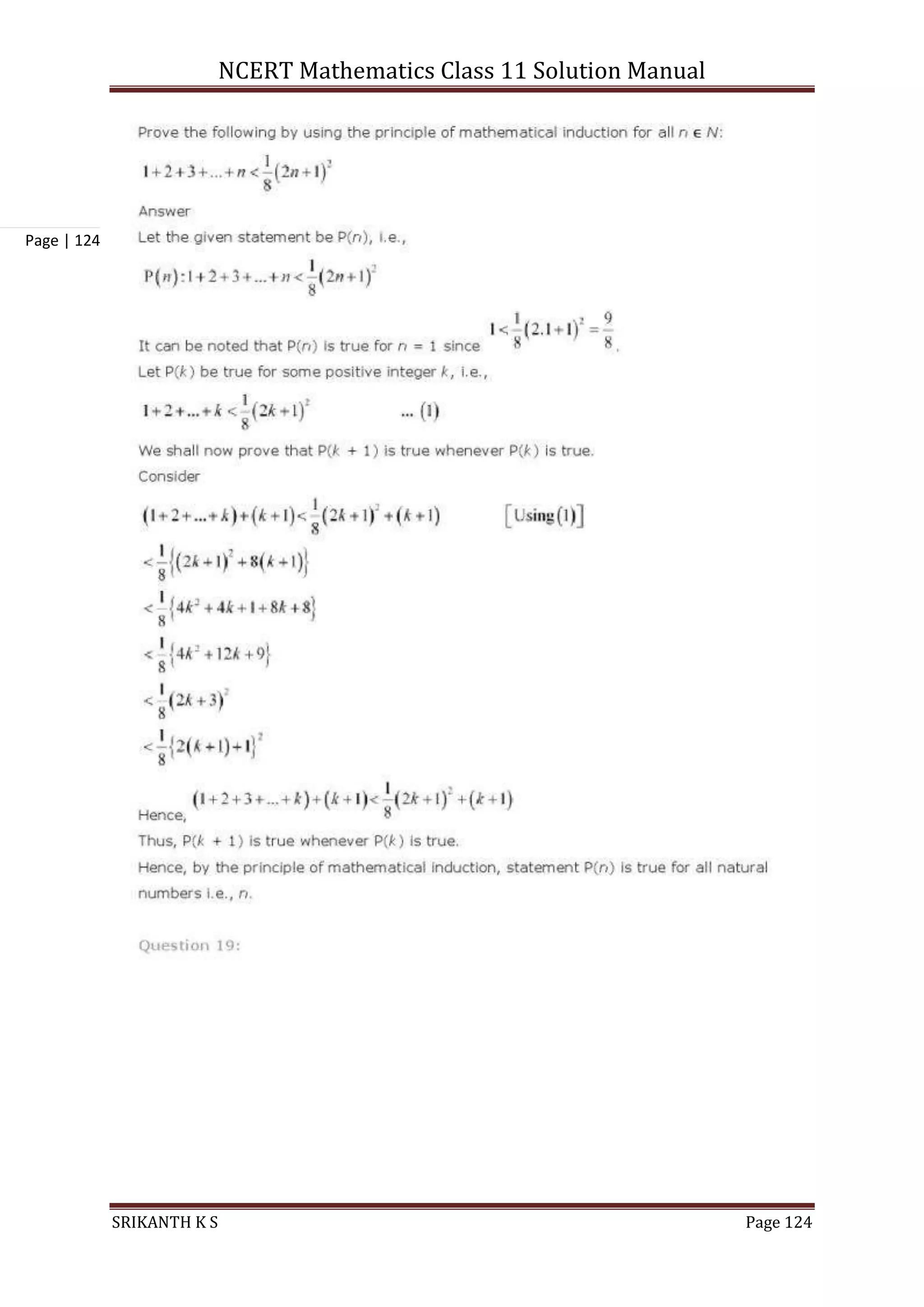 NCERT Mathematics Class 11 Solution Manual
SRIKANTH K S Page 124
Page | 124
 