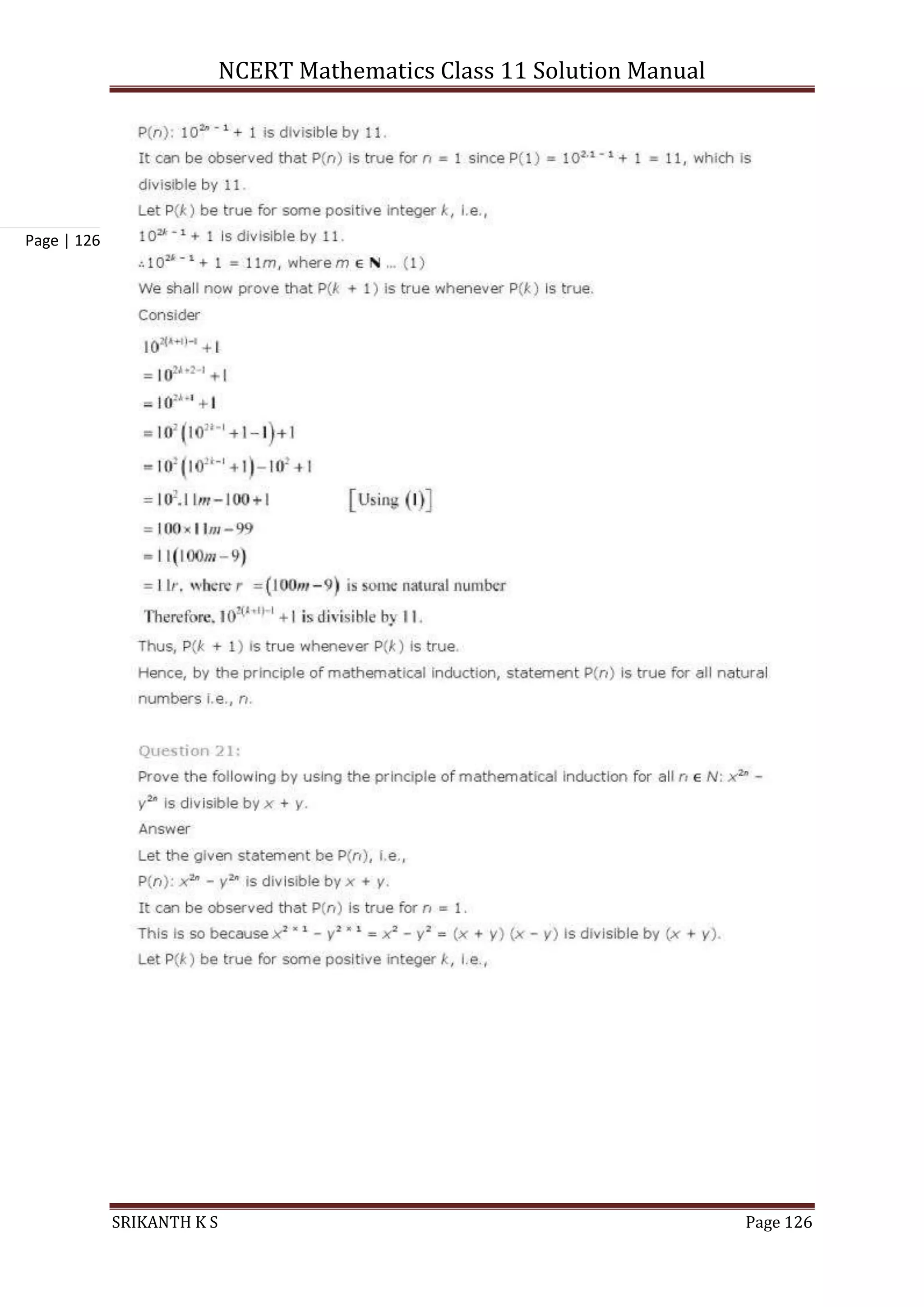 NCERT Mathematics Class 11 Solution Manual
SRIKANTH K S Page 126
Page | 126
 