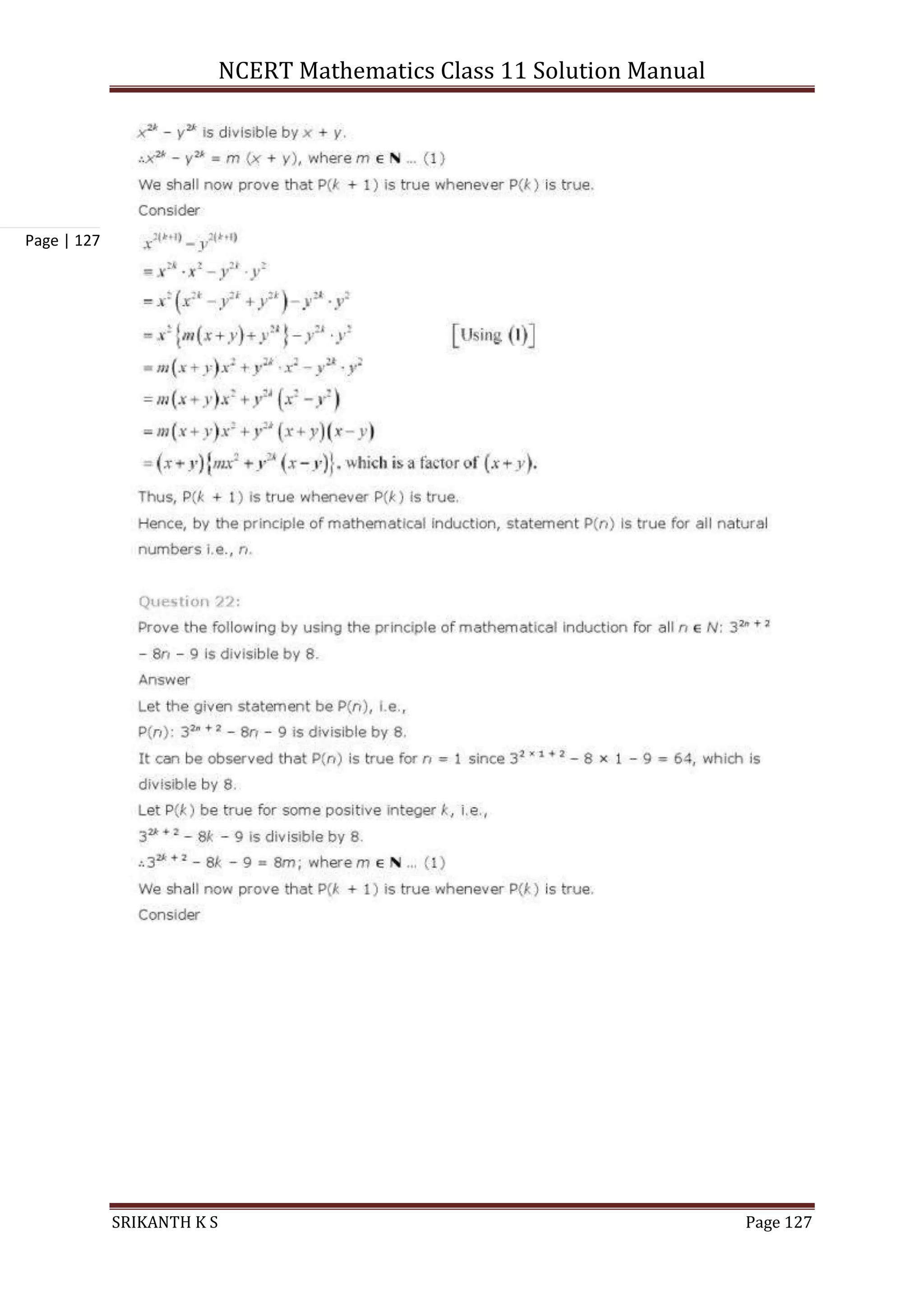 NCERT Mathematics Class 11 Solution Manual
SRIKANTH K S Page 127
Page | 127
 