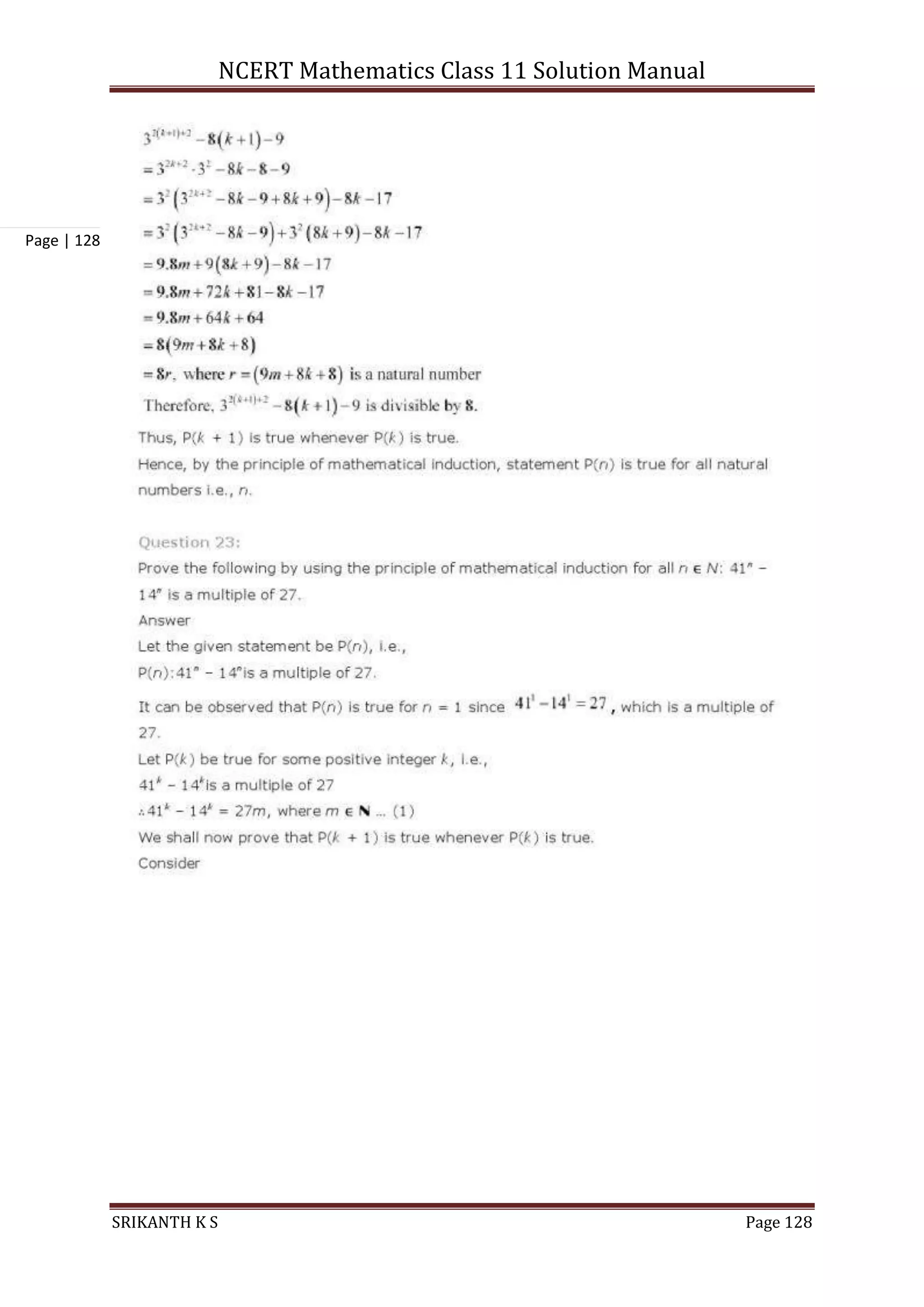 NCERT Mathematics Class 11 Solution Manual
SRIKANTH K S Page 128
Page | 128
 
