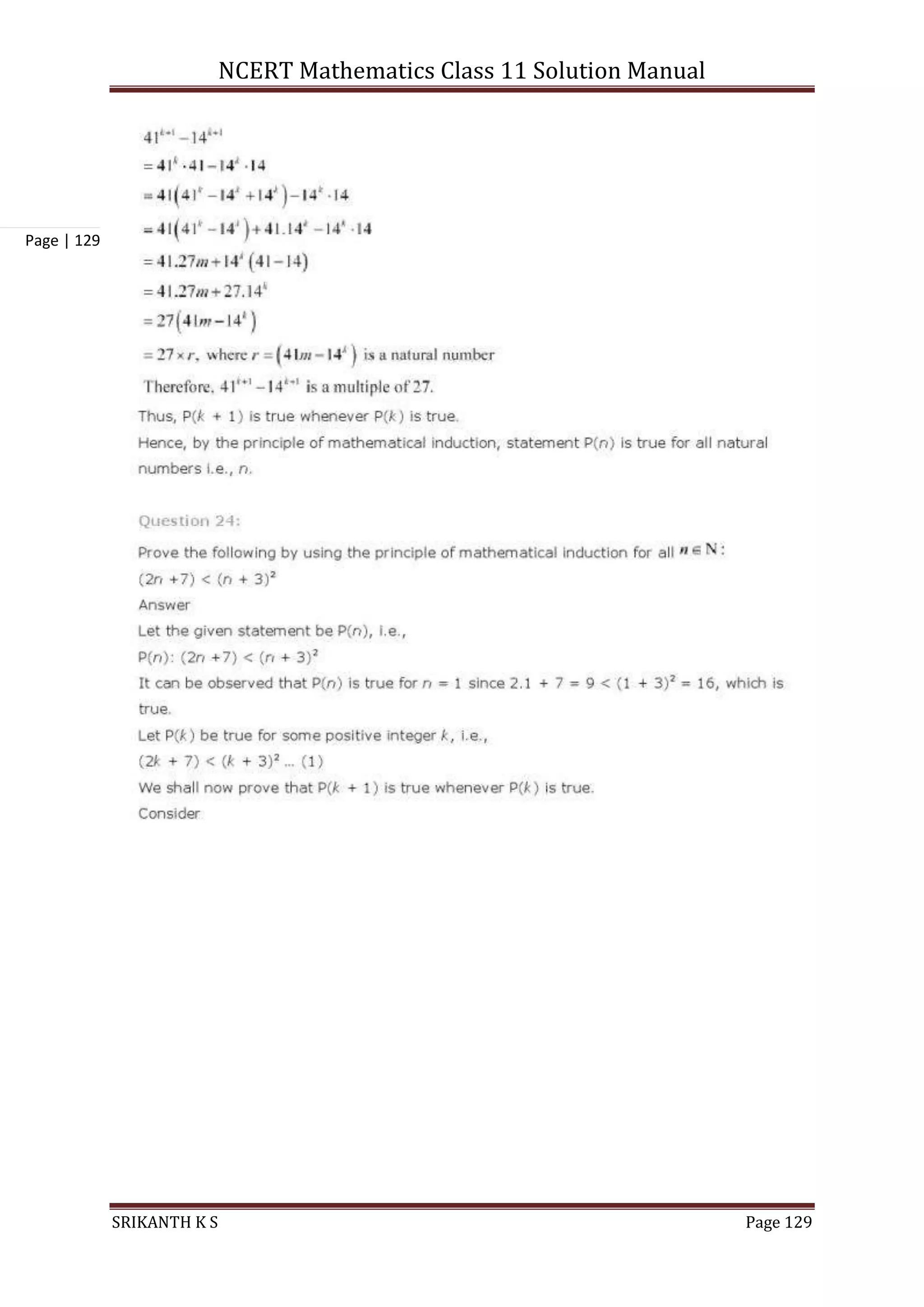 NCERT Mathematics Class 11 Solution Manual
SRIKANTH K S Page 129
Page | 129
 