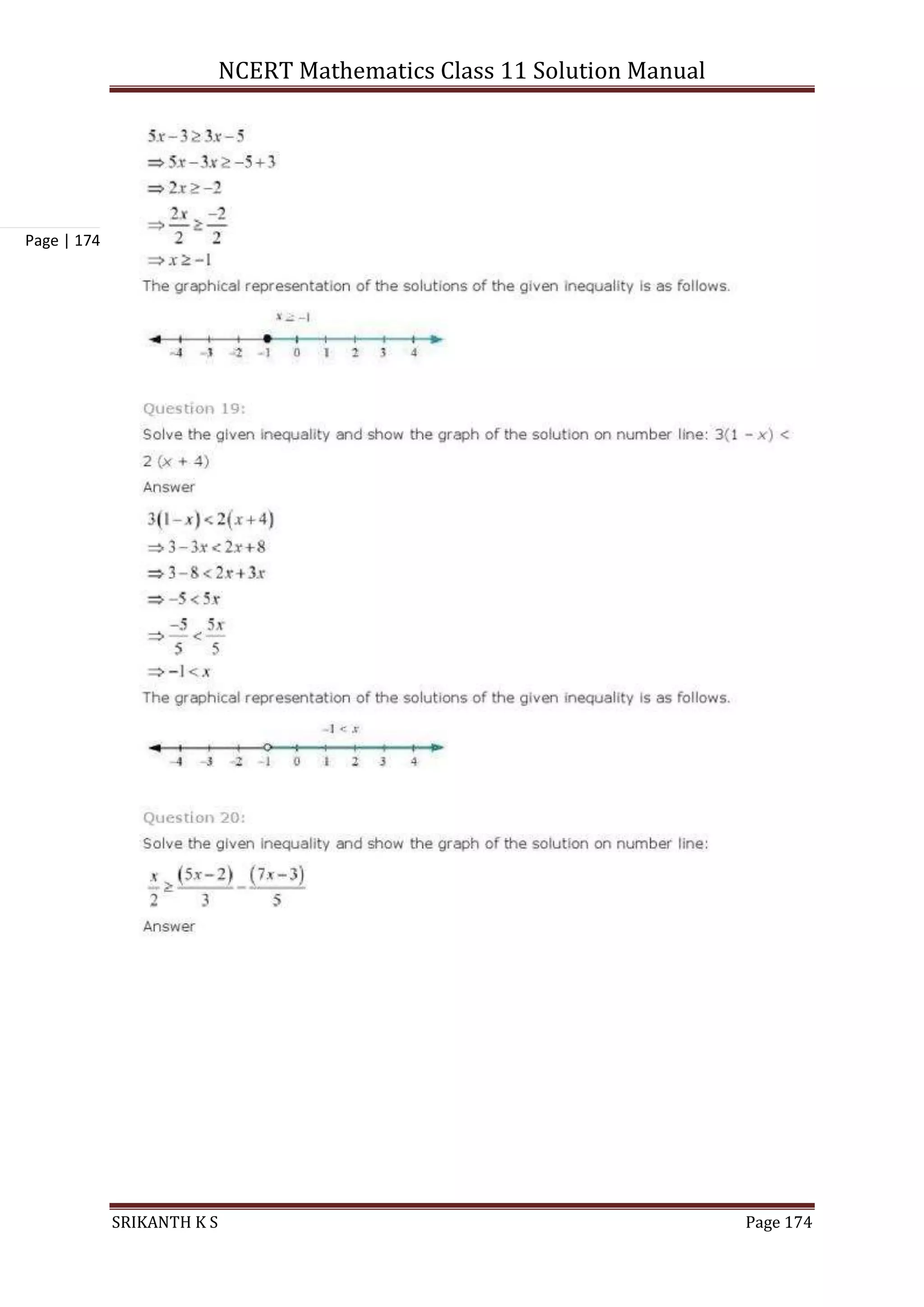 NCERT Mathematics Class 11 Solution Manual
SRIKANTH K S Page 174
Page | 174
 
