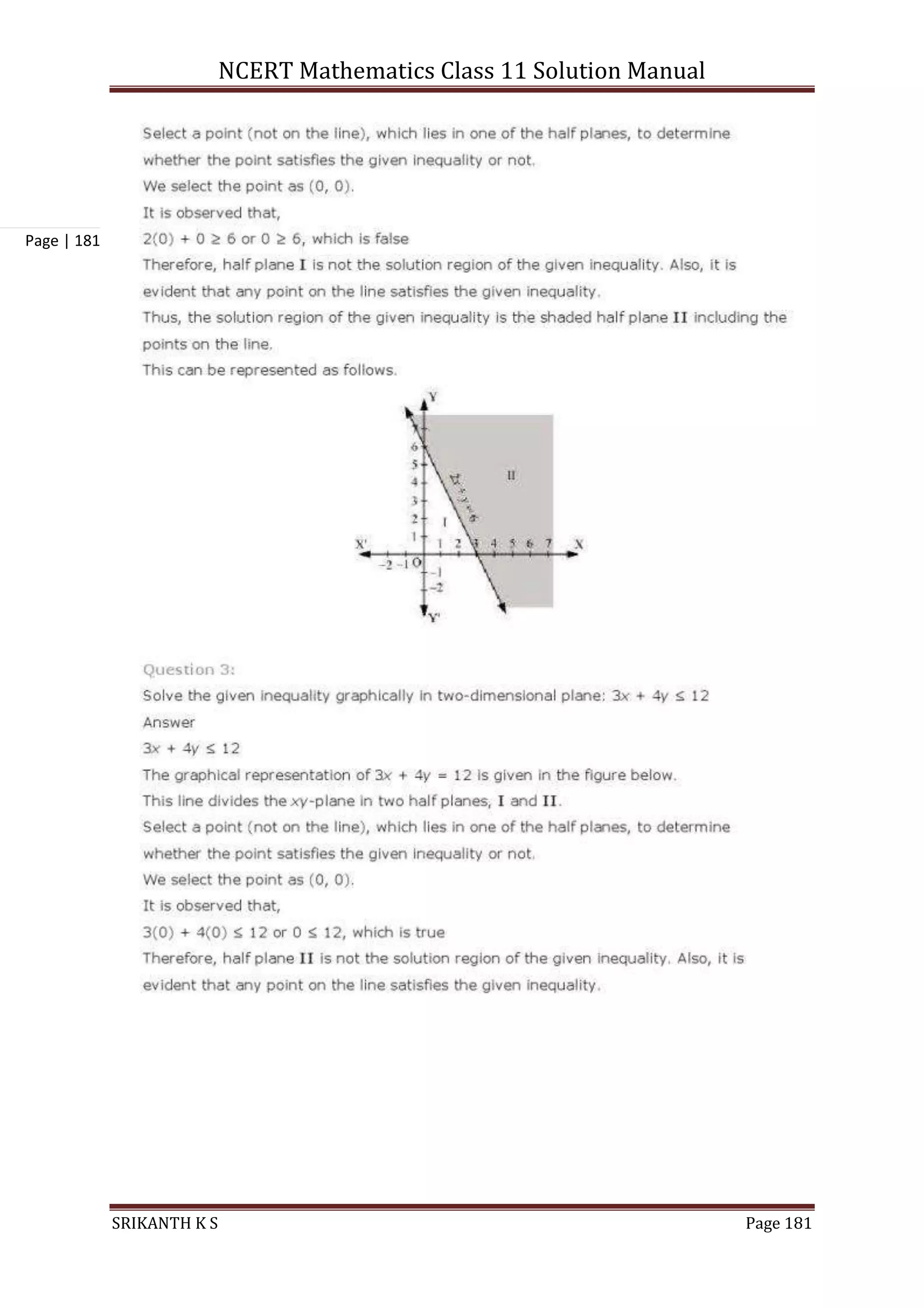 NCERT Mathematics Class 11 Solution Manual
SRIKANTH K S Page 181
Page | 181
 