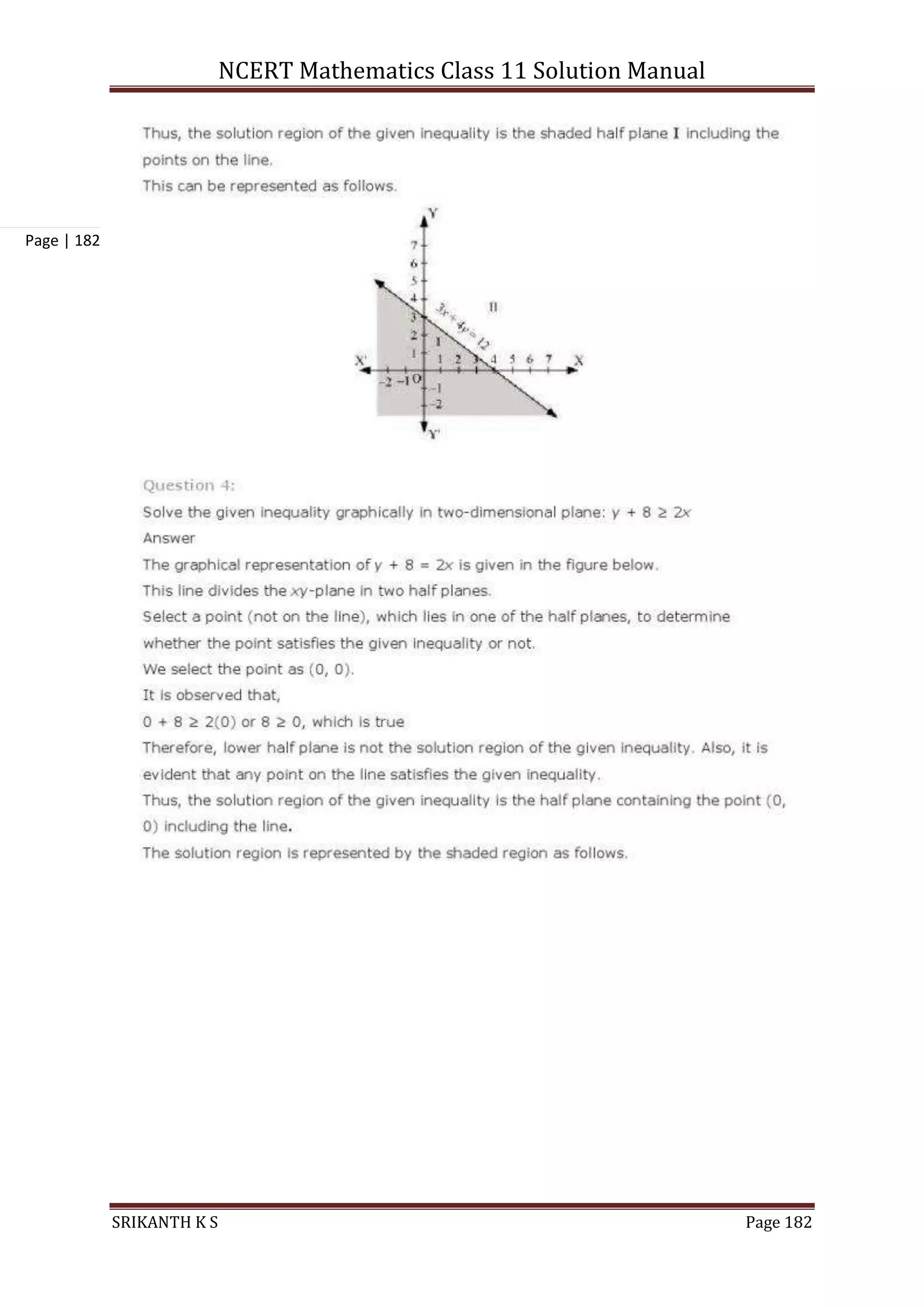 NCERT Mathematics Class 11 Solution Manual
SRIKANTH K S Page 182
Page | 182
 