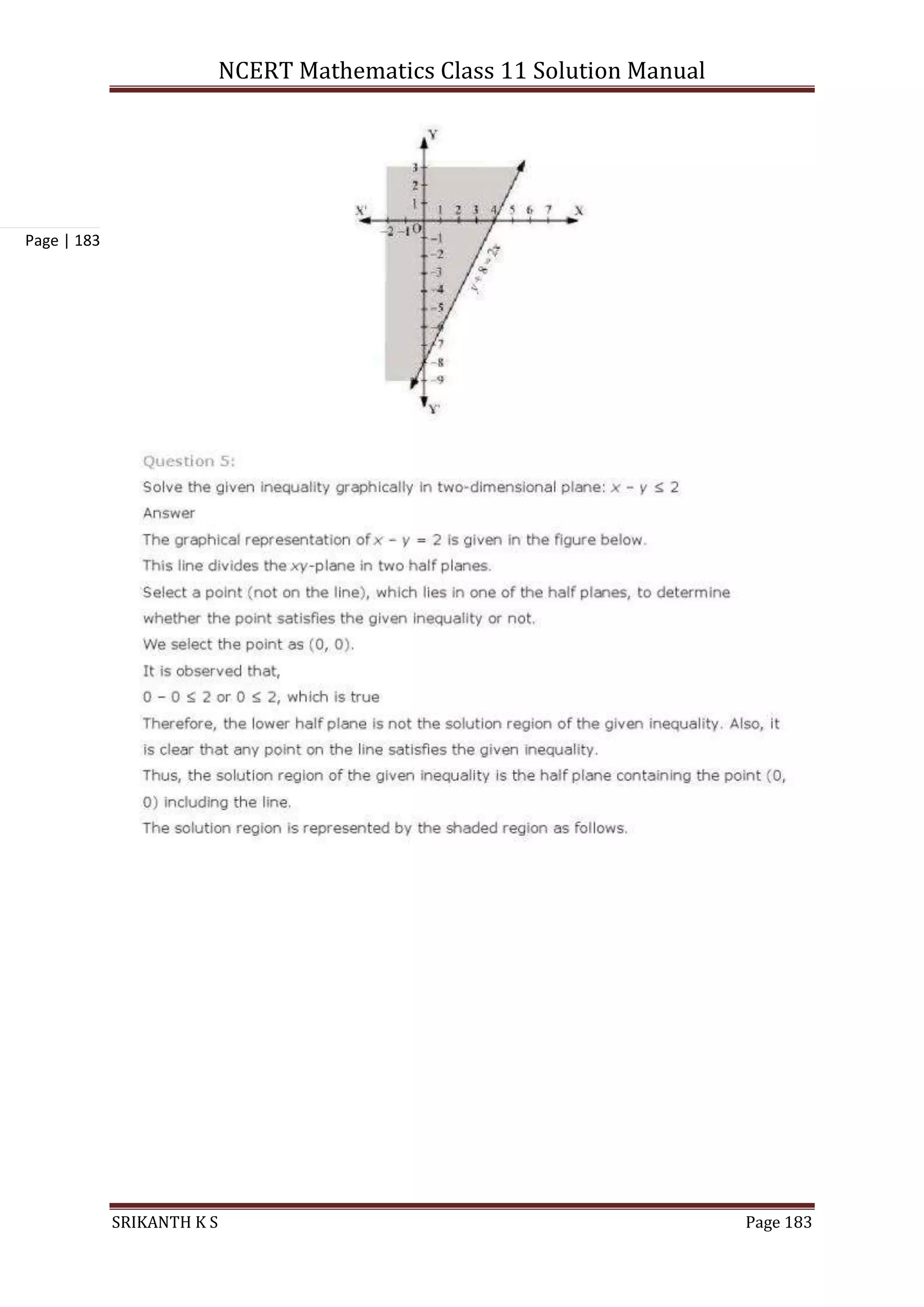NCERT Mathematics Class 11 Solution Manual
SRIKANTH K S Page 183
Page | 183
 
