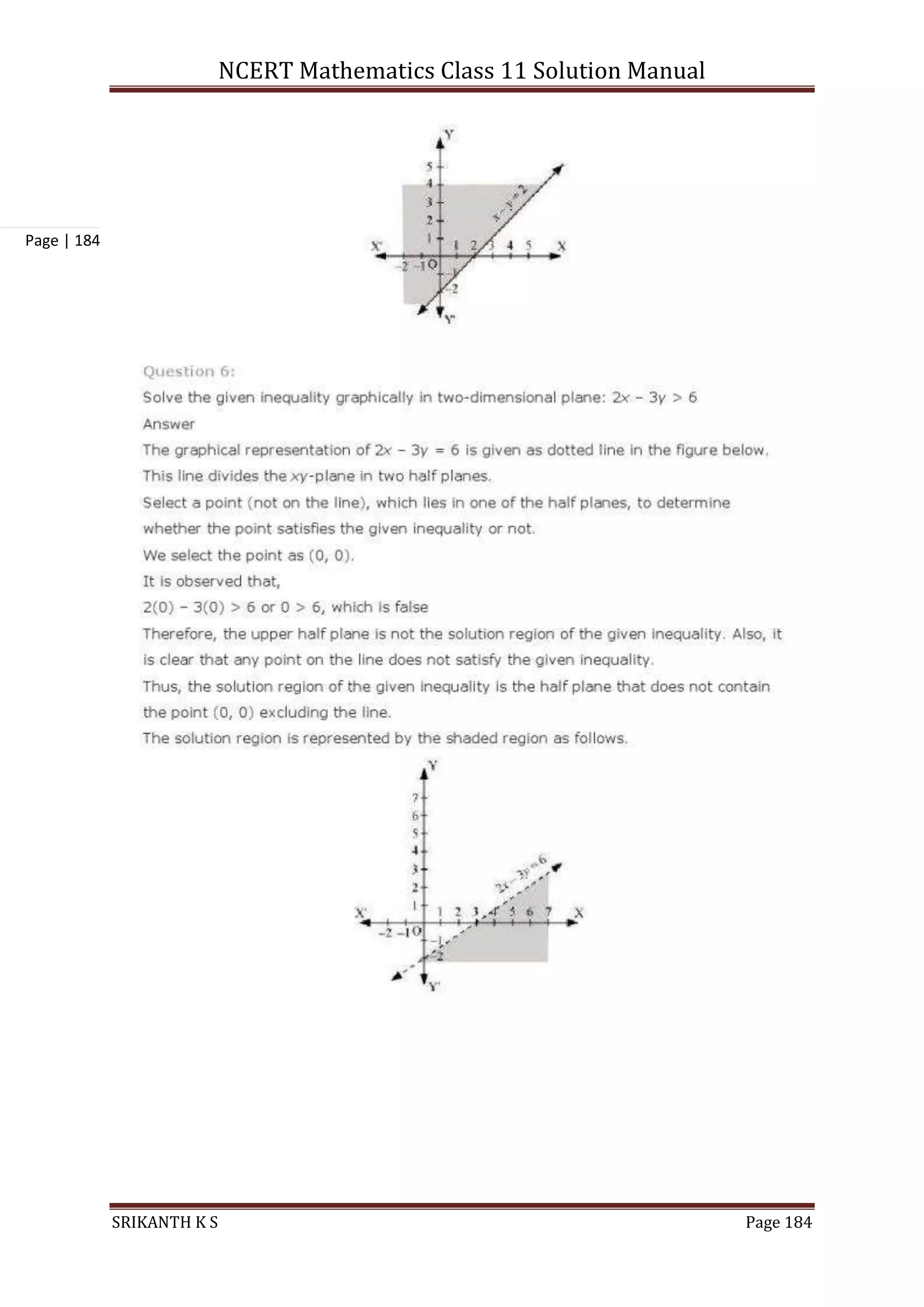 NCERT Mathematics Class 11 Solution Manual
SRIKANTH K S Page 184
Page | 184
 