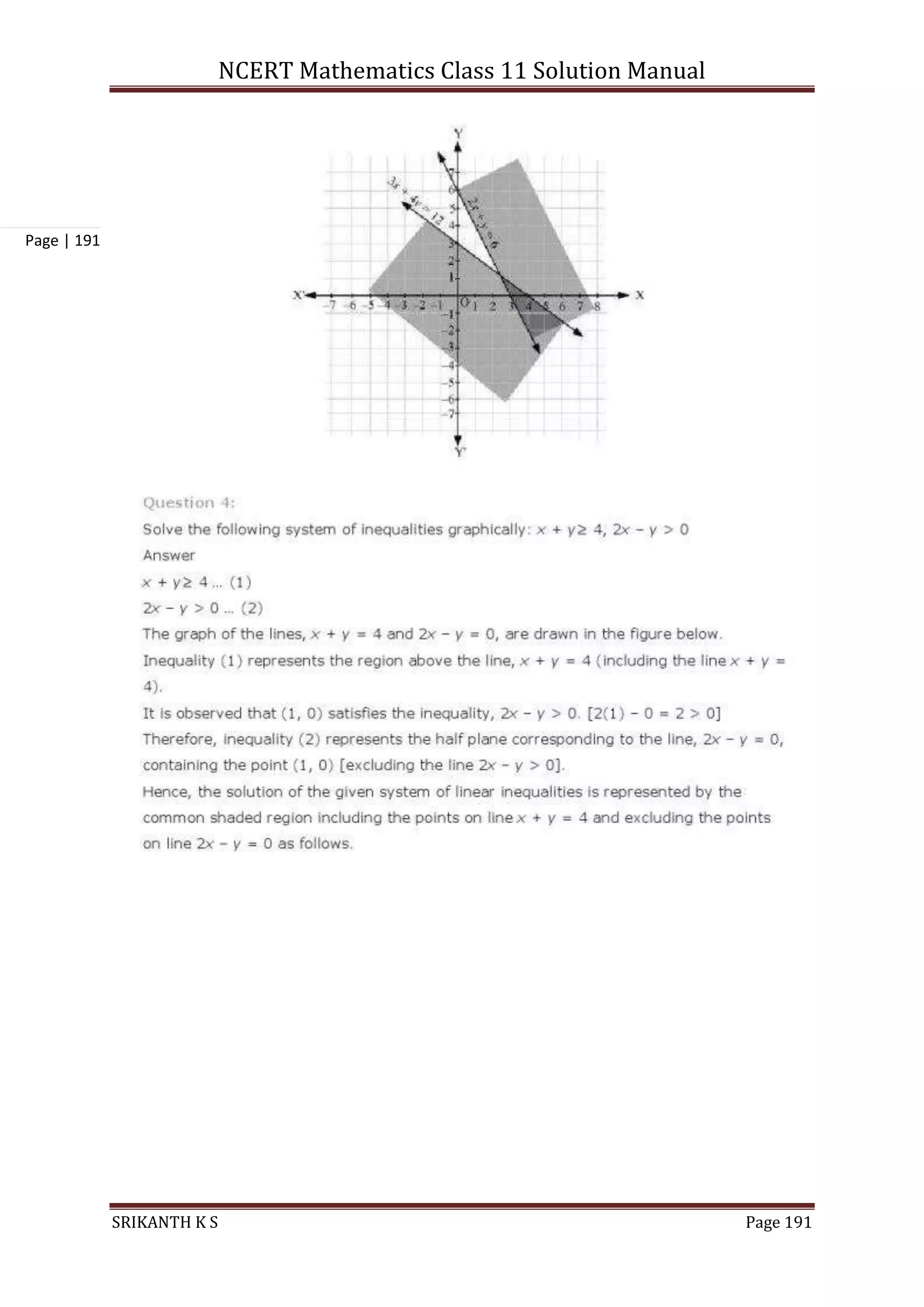 NCERT Mathematics Class 11 Solution Manual
SRIKANTH K S Page 191
Page | 191
 