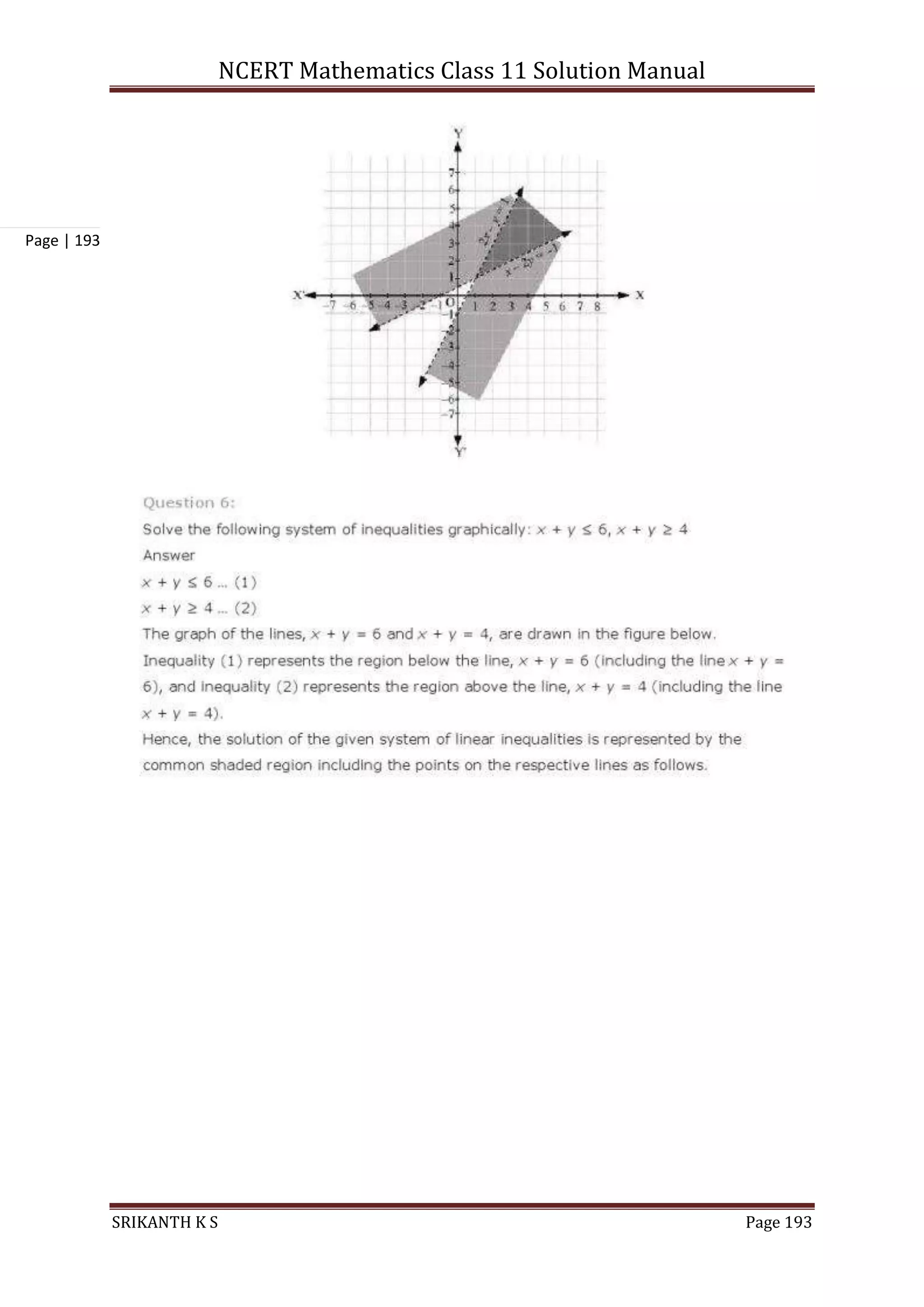 NCERT Mathematics Class 11 Solution Manual
SRIKANTH K S Page 193
Page | 193
 