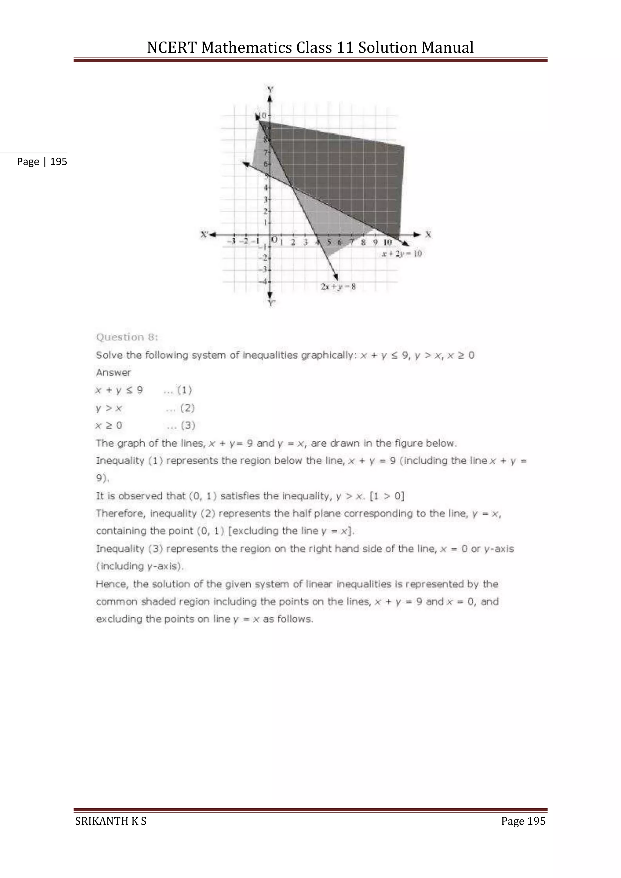 NCERT Mathematics Class 11 Solution Manual
SRIKANTH K S Page 195
Page | 195
 