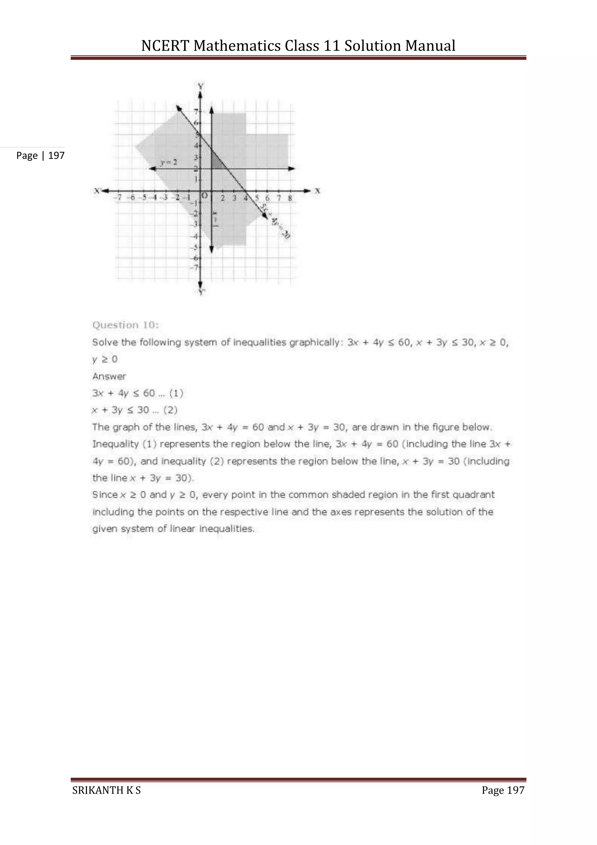NCERT Mathematics Class 11 Solution Manual
SRIKANTH K S Page 197
Page | 197
 