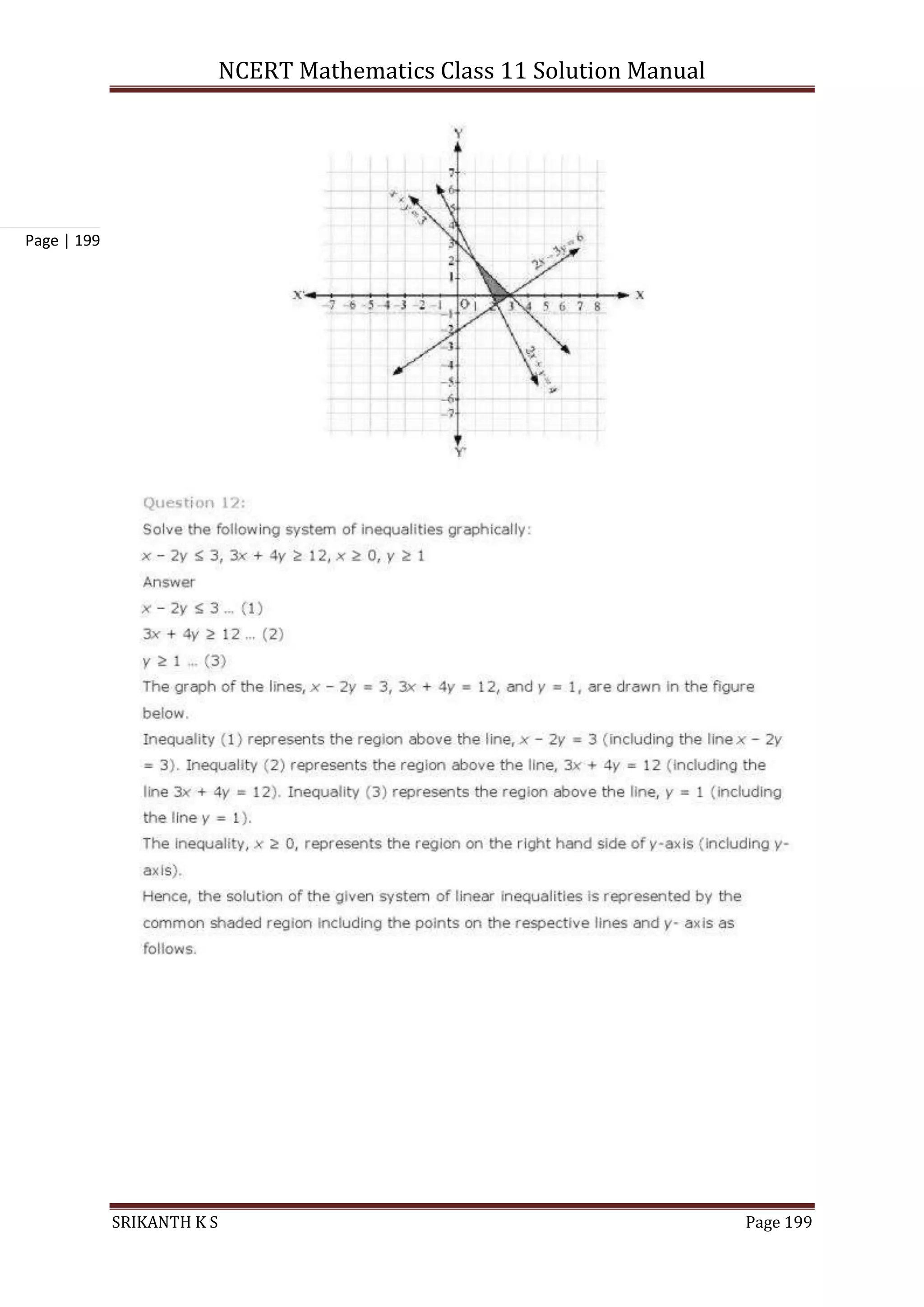 NCERT Mathematics Class 11 Solution Manual
SRIKANTH K S Page 199
Page | 199
 