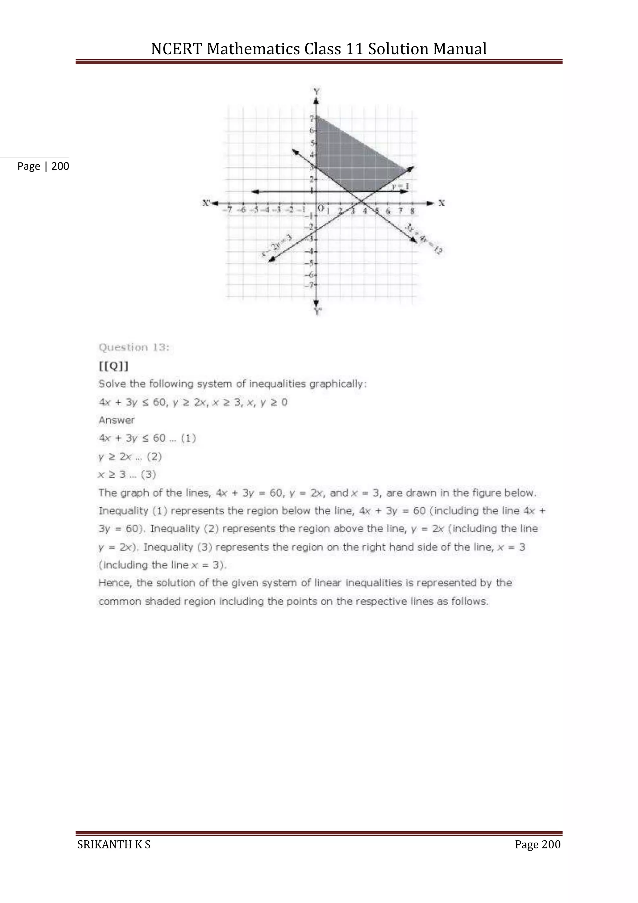 NCERT Mathematics Class 11 Solution Manual
SRIKANTH K S Page 200
Page | 200
 