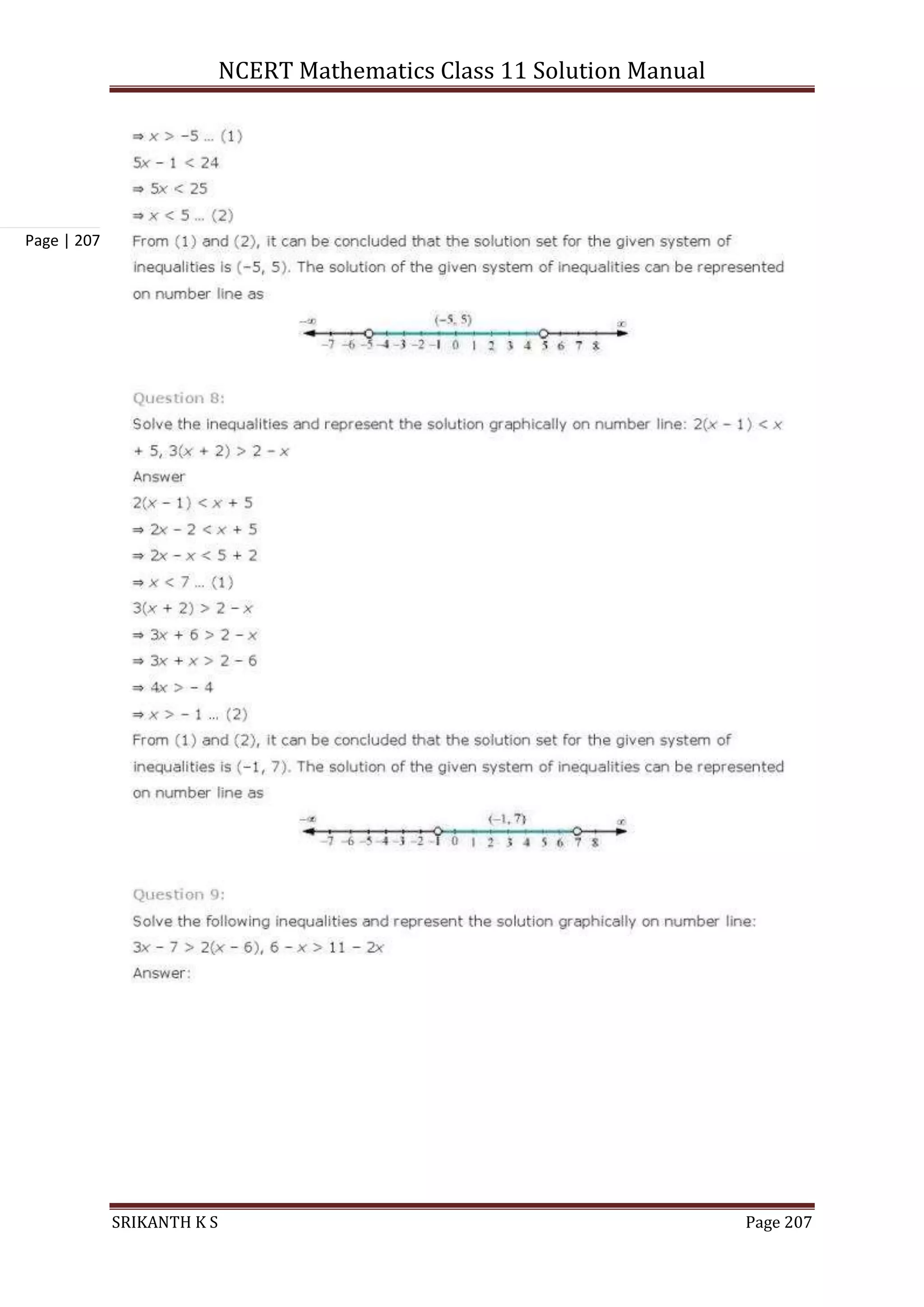 NCERT Mathematics Class 11 Solution Manual
SRIKANTH K S Page 207
Page | 207
 