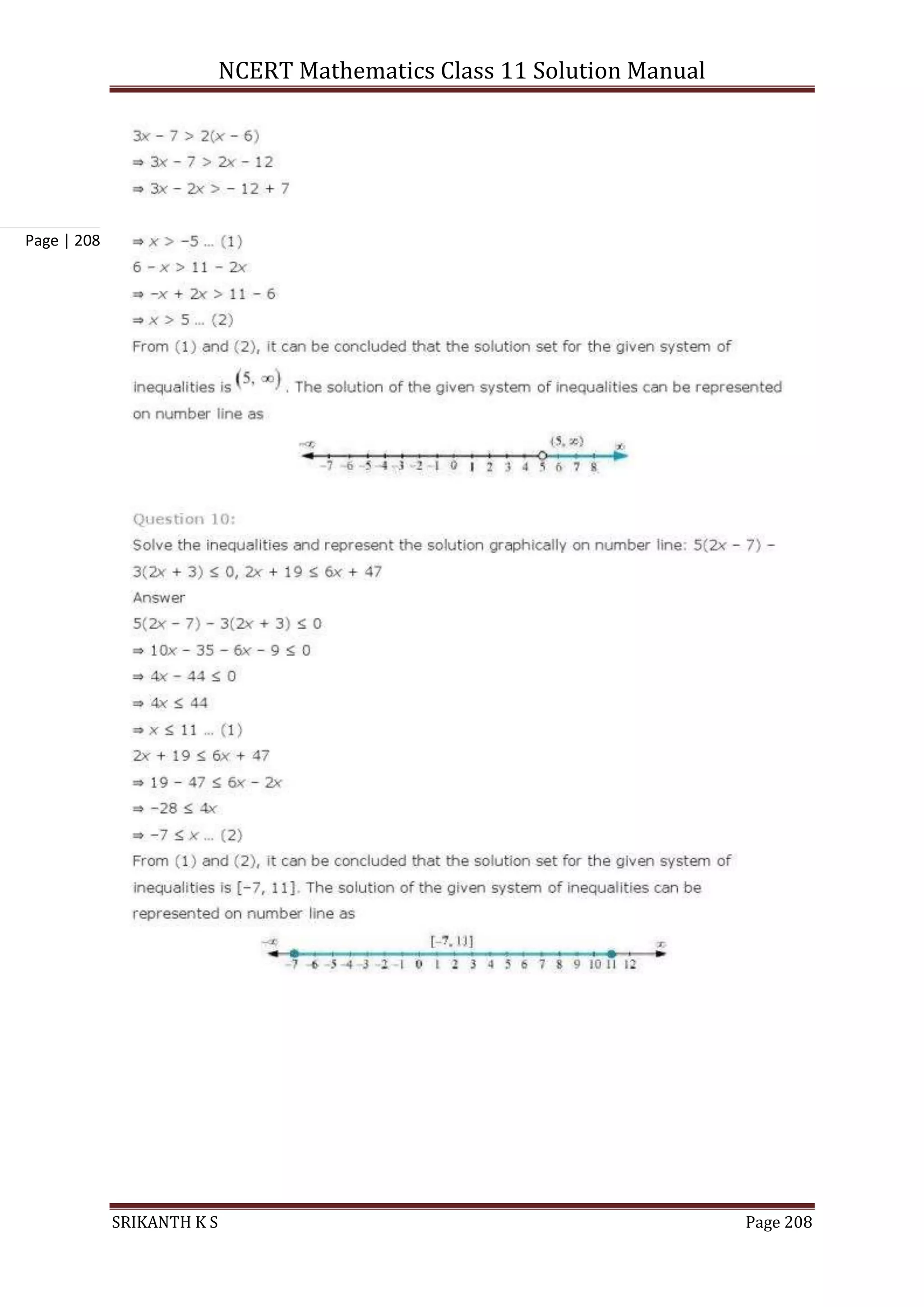 NCERT Mathematics Class 11 Solution Manual
SRIKANTH K S Page 208
Page | 208
 