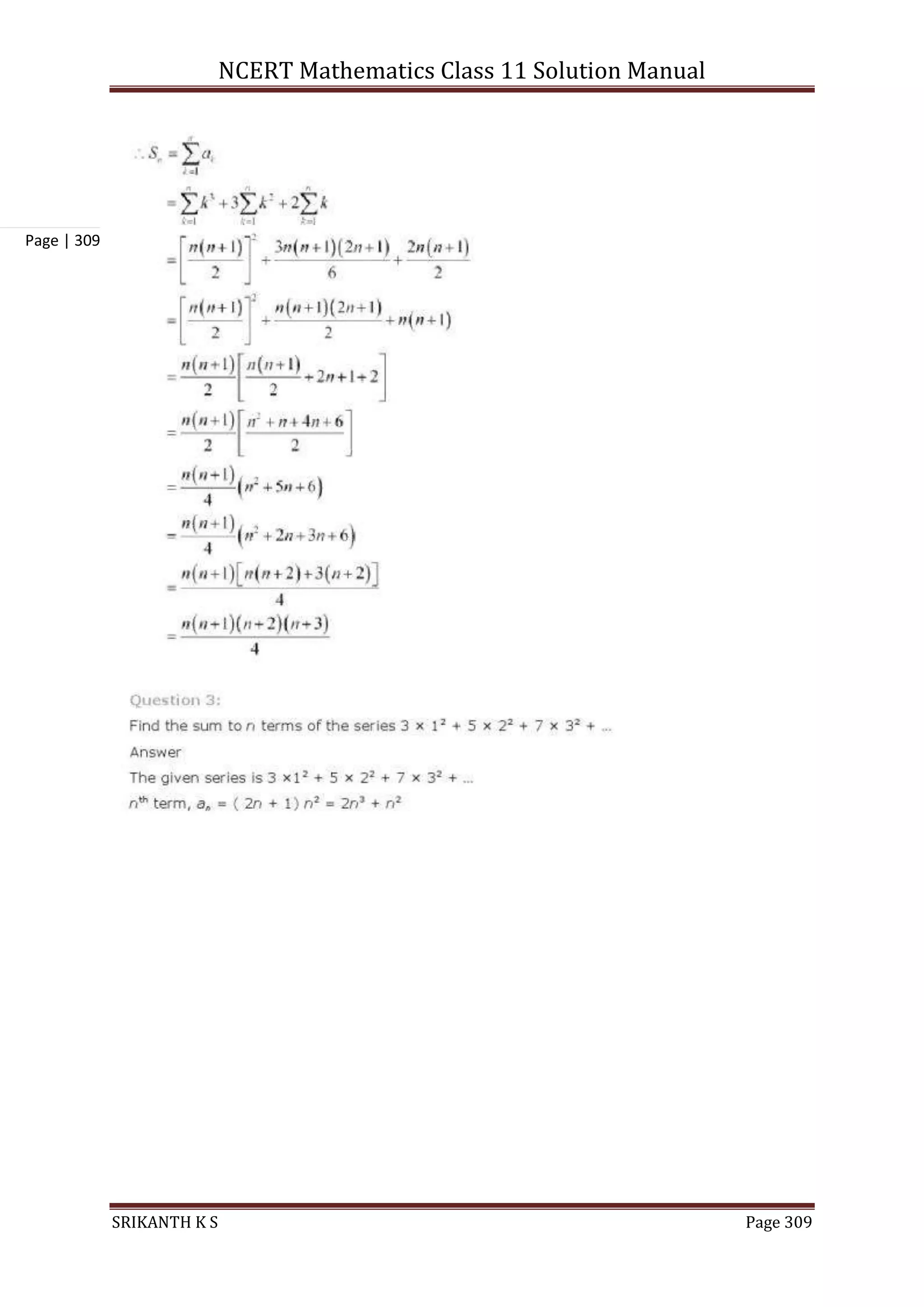 NCERT Mathematics Class 11 Solution Manual
SRIKANTH K S Page 309
Page | 309
 