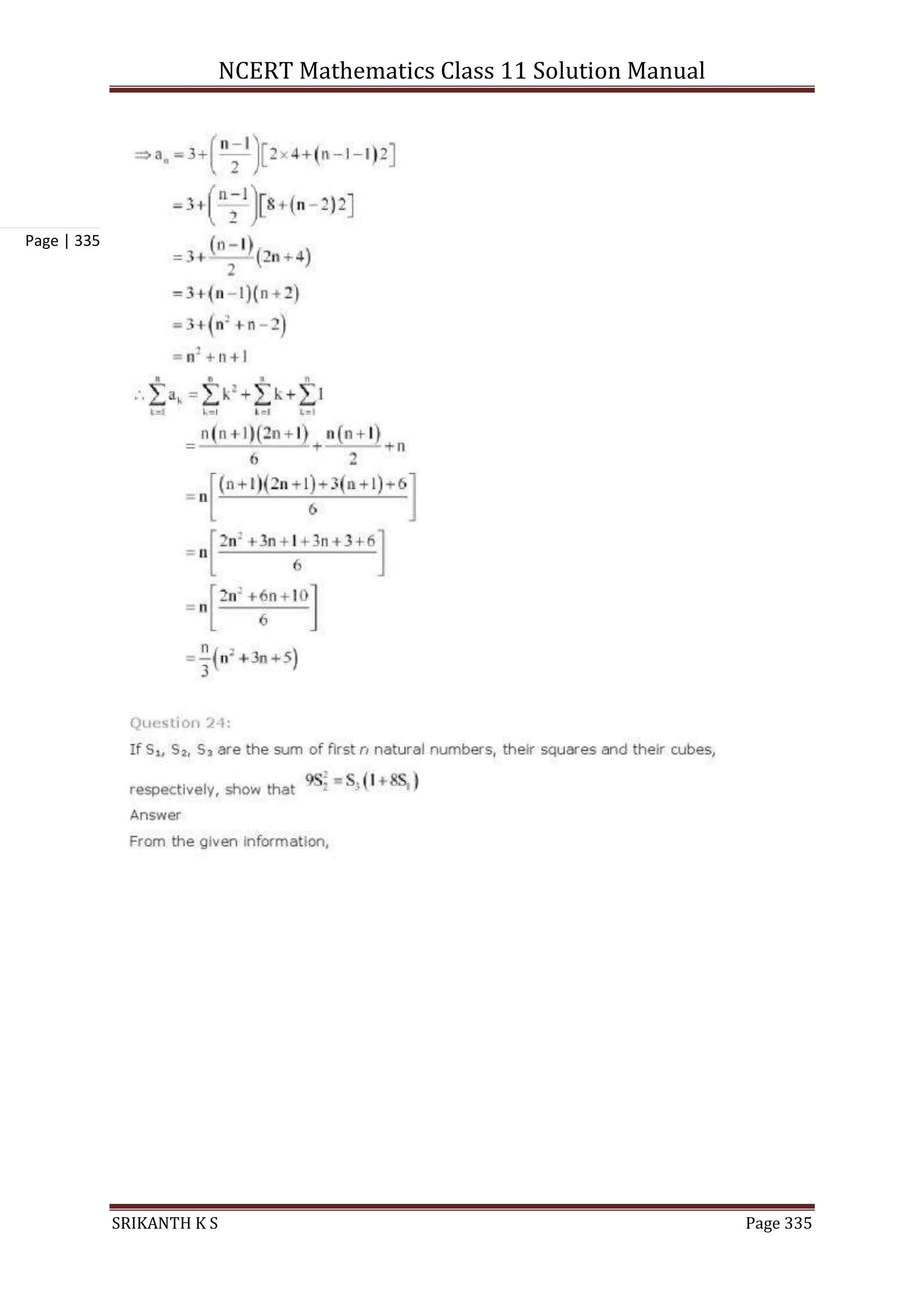 NCERT Mathematics Class 11 Solution Manual
SRIKANTH K S Page 335
Page | 335
 
