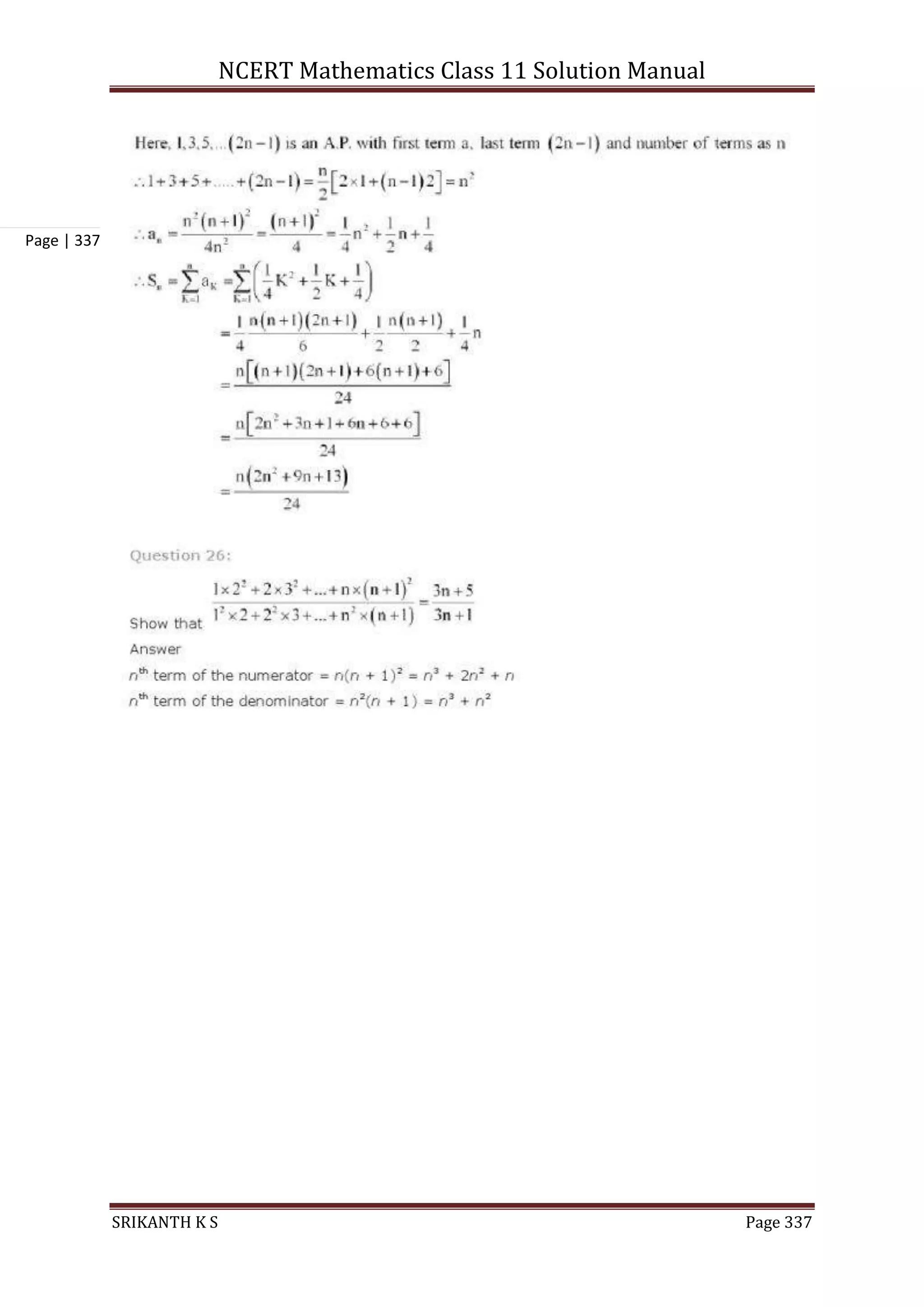 NCERT Mathematics Class 11 Solution Manual
SRIKANTH K S Page 337
Page | 337
 