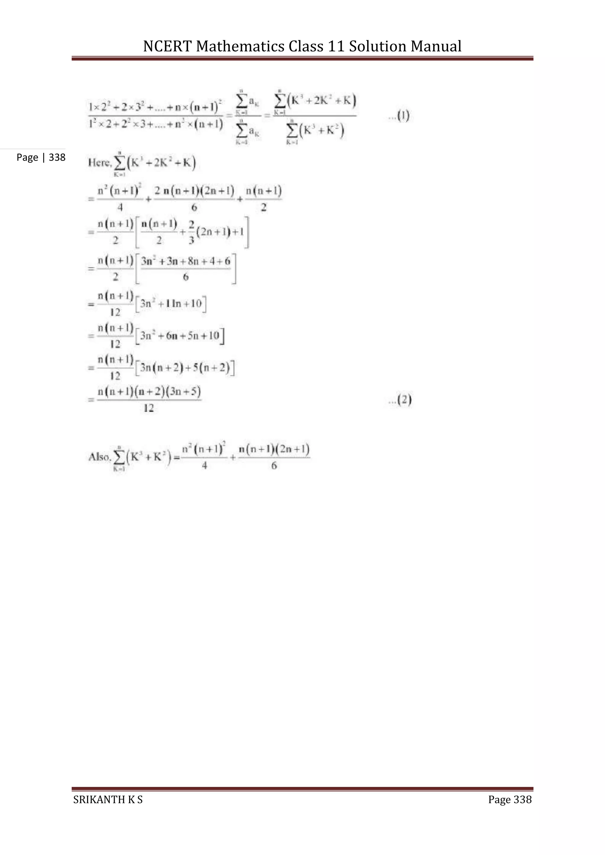 NCERT Mathematics Class 11 Solution Manual
SRIKANTH K S Page 338
Page | 338
 