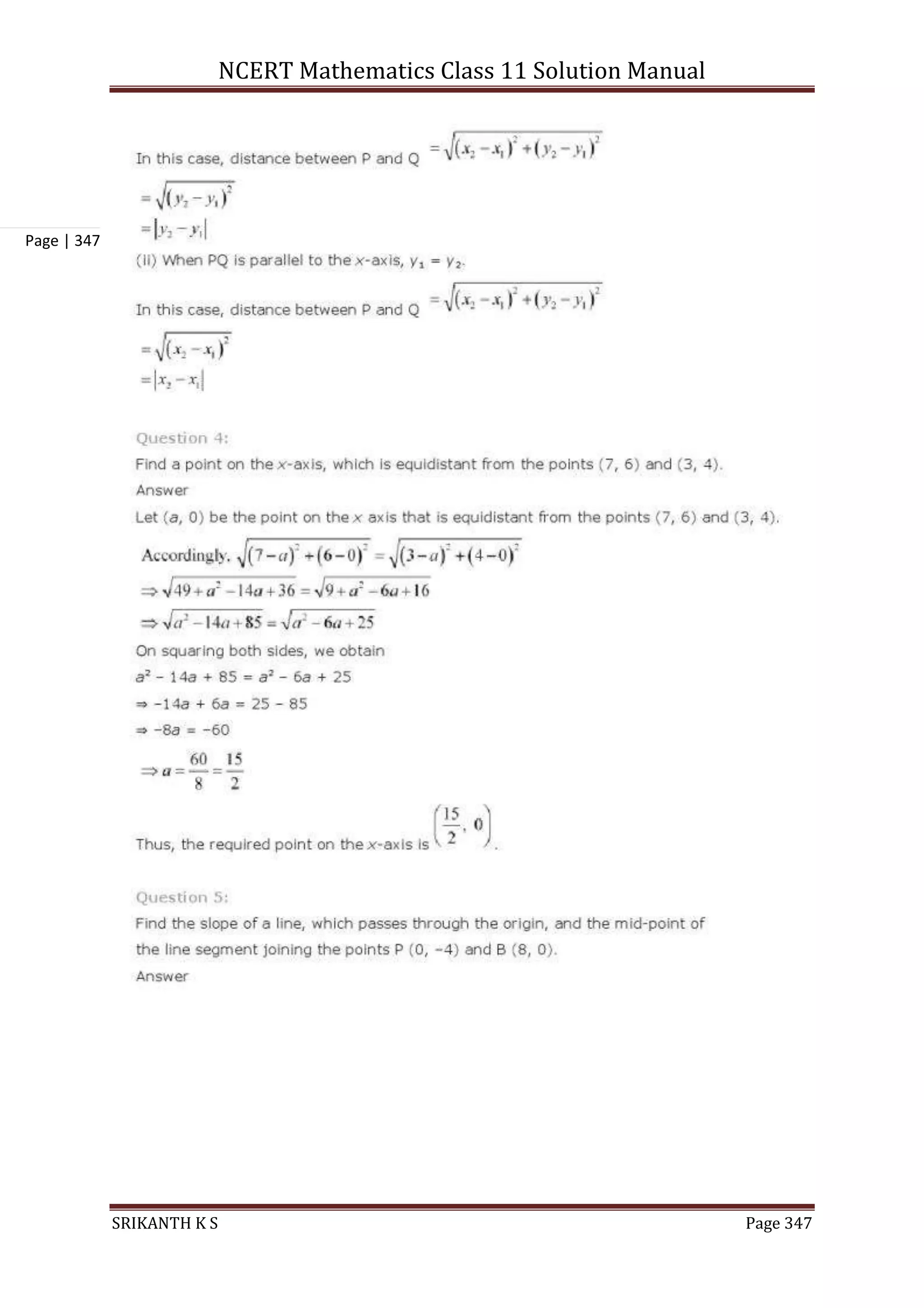 NCERT Mathematics Class 11 Solution Manual
SRIKANTH K S Page 347
Page | 347
 