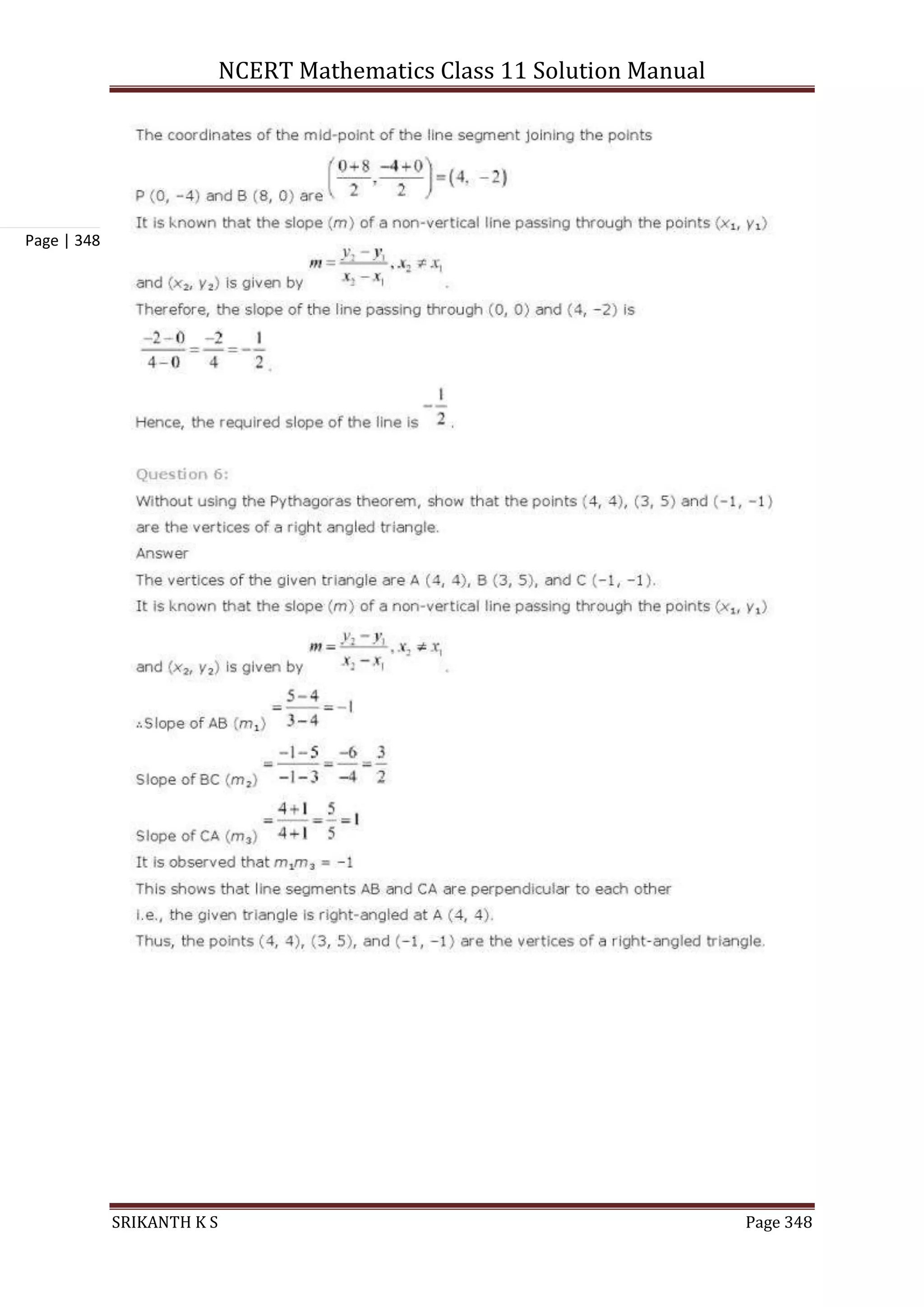 NCERT Mathematics Class 11 Solution Manual
SRIKANTH K S Page 348
Page | 348
 