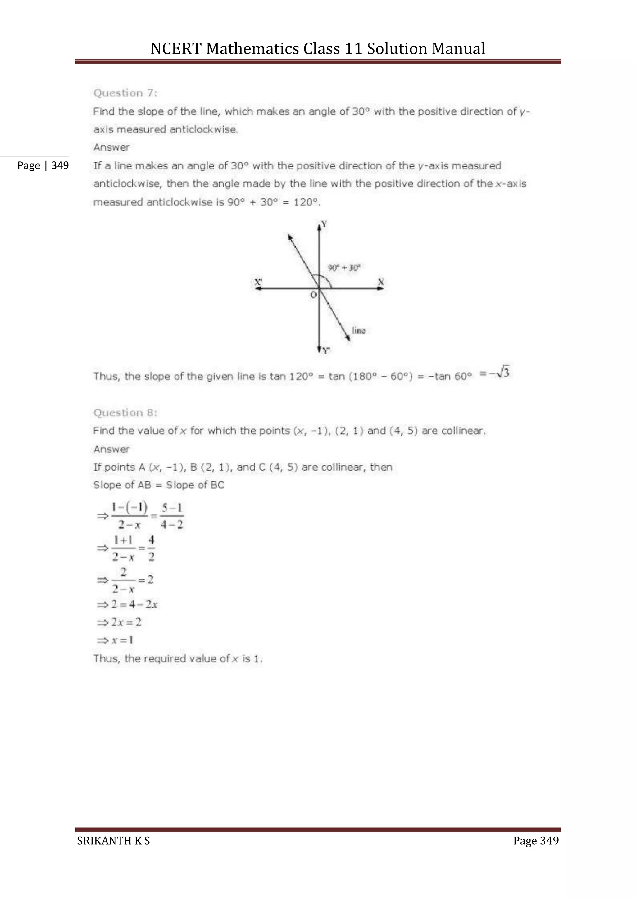 NCERT Mathematics Class 11 Solution Manual
SRIKANTH K S Page 349
Page | 349
 